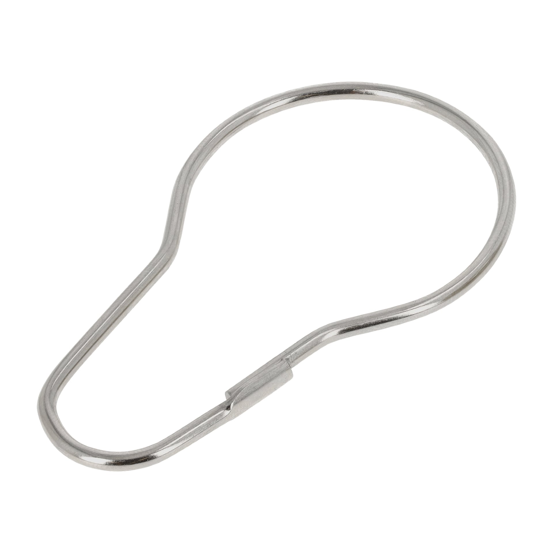 Tolv ovala metallringar från EKVIP, var och en med en liten glipa i ena änden. Ringarna har ett minimalistiskt, metalliskt utseende och är avsedda för att hänga gardiner eller liknande ändamål.