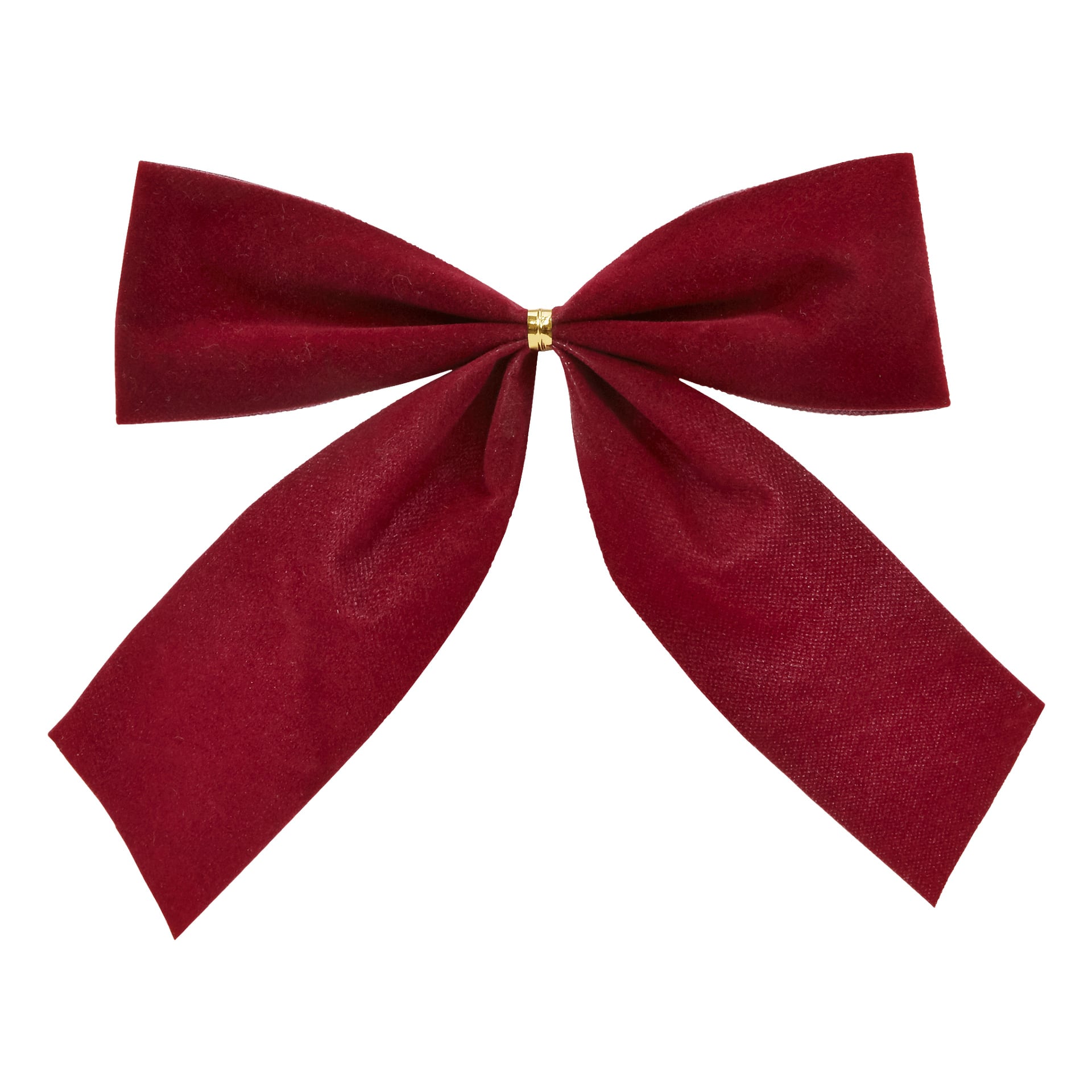 EKVIP Rosettes 4-pack har röda sammetsrosetter med breda öglor, långa svansar och ett litet guldfärgat mittband.