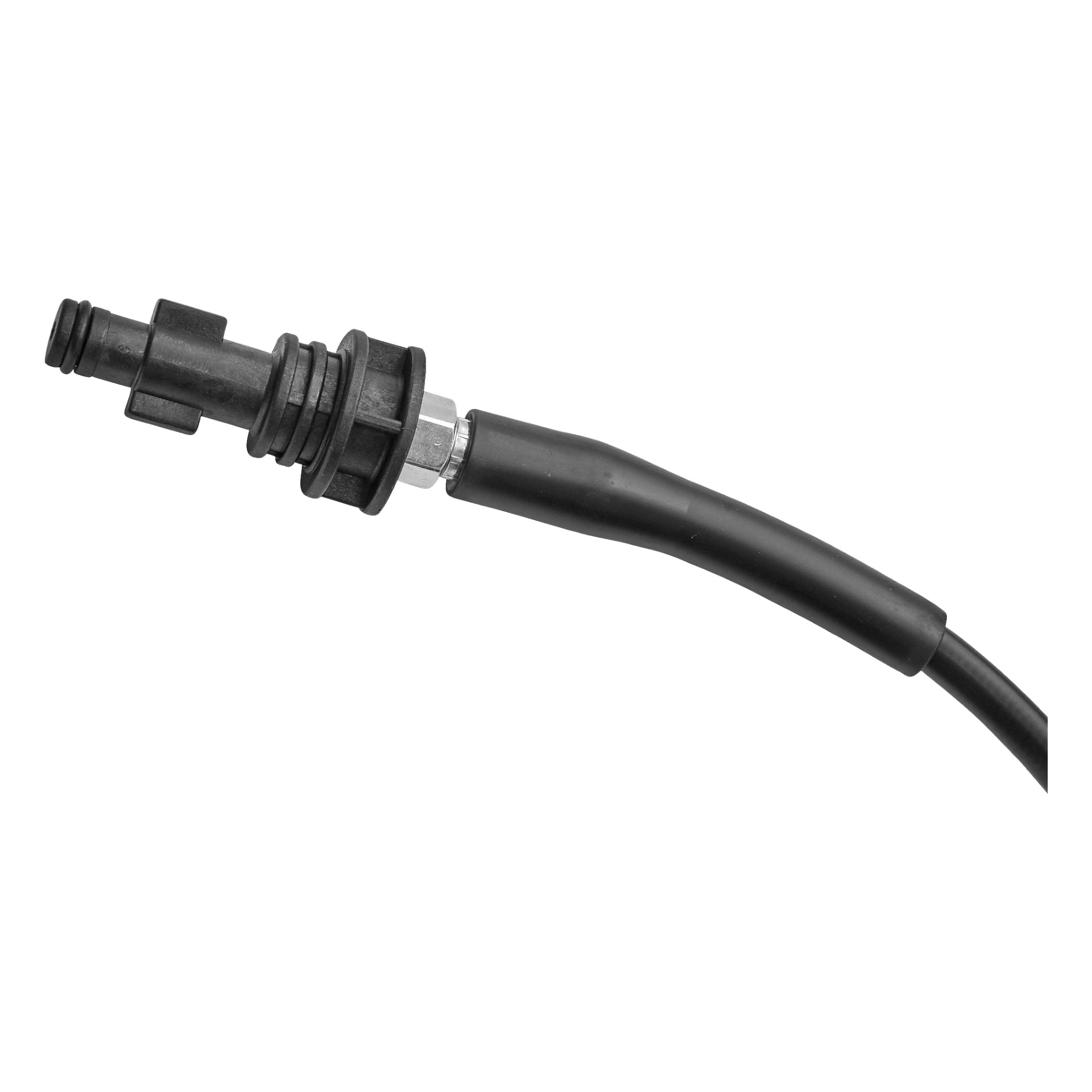 En närbild av Meec Tools Pipe Cleaner visar en svart plastkontakt, gummitätning och en ansluten kabel.