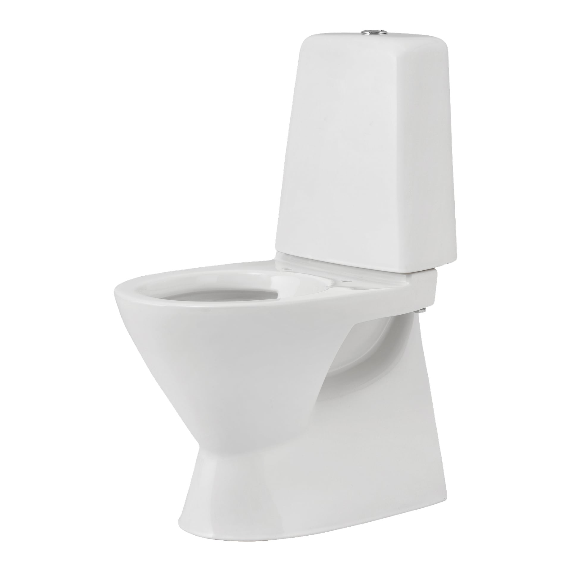 En EKVIP vit keramisk toalett med stängd botten och integrerad tank.