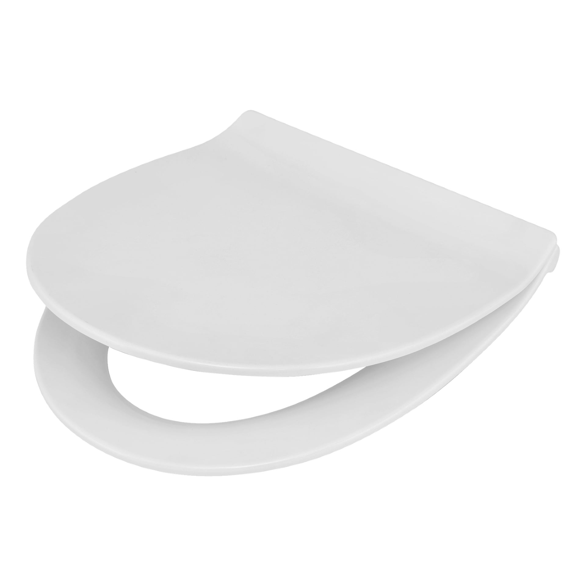 En vit EKVAP-toalettsits med ett slätt, platt lock som lätt överlappar en rundad plastsits.