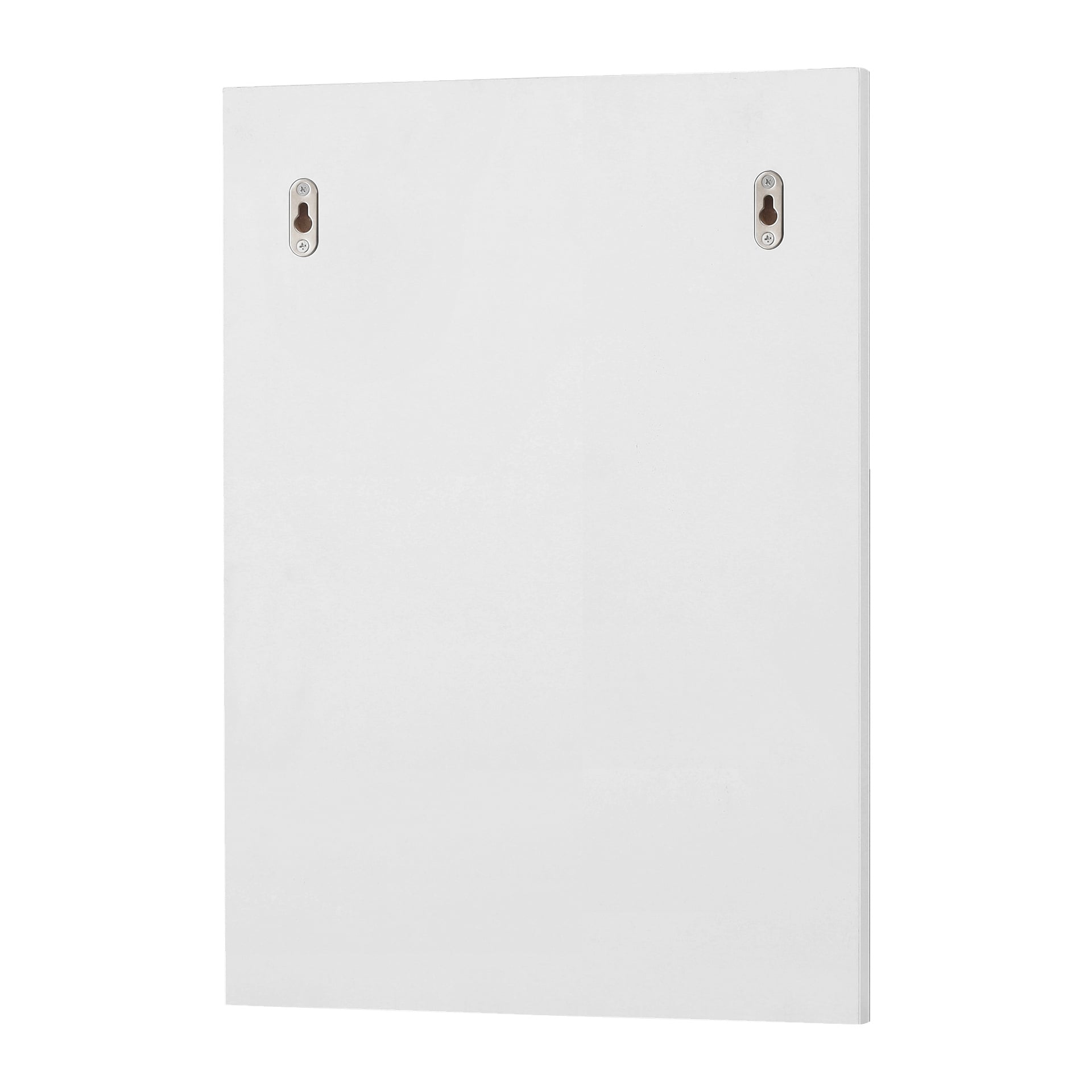 Ett slätt, rektangulärt kort från EKVIP Bathroom set har två nyckelhålsspår nära den övre kanten för enkel väggmontering. Den har skarpa hörn och en enkel vit finish.