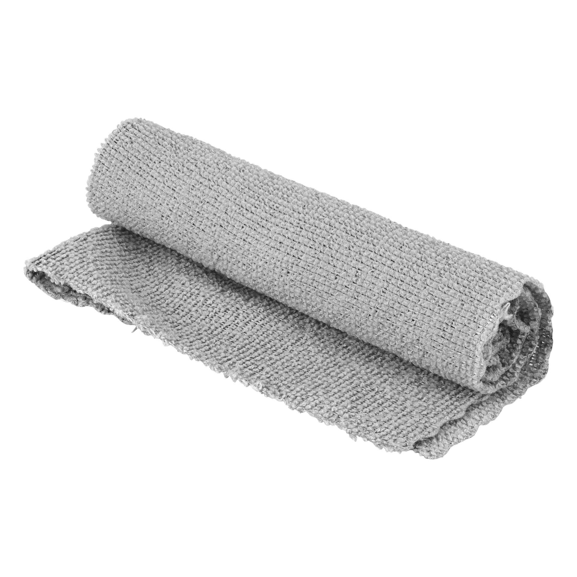 Ett paket med Hamron Microfibre cloths 50-pack visas, med ljusgrå, texturerade tyger med några något fransiga kanter. Ett tyg är delvis utrullat medan resten förblir rullat.