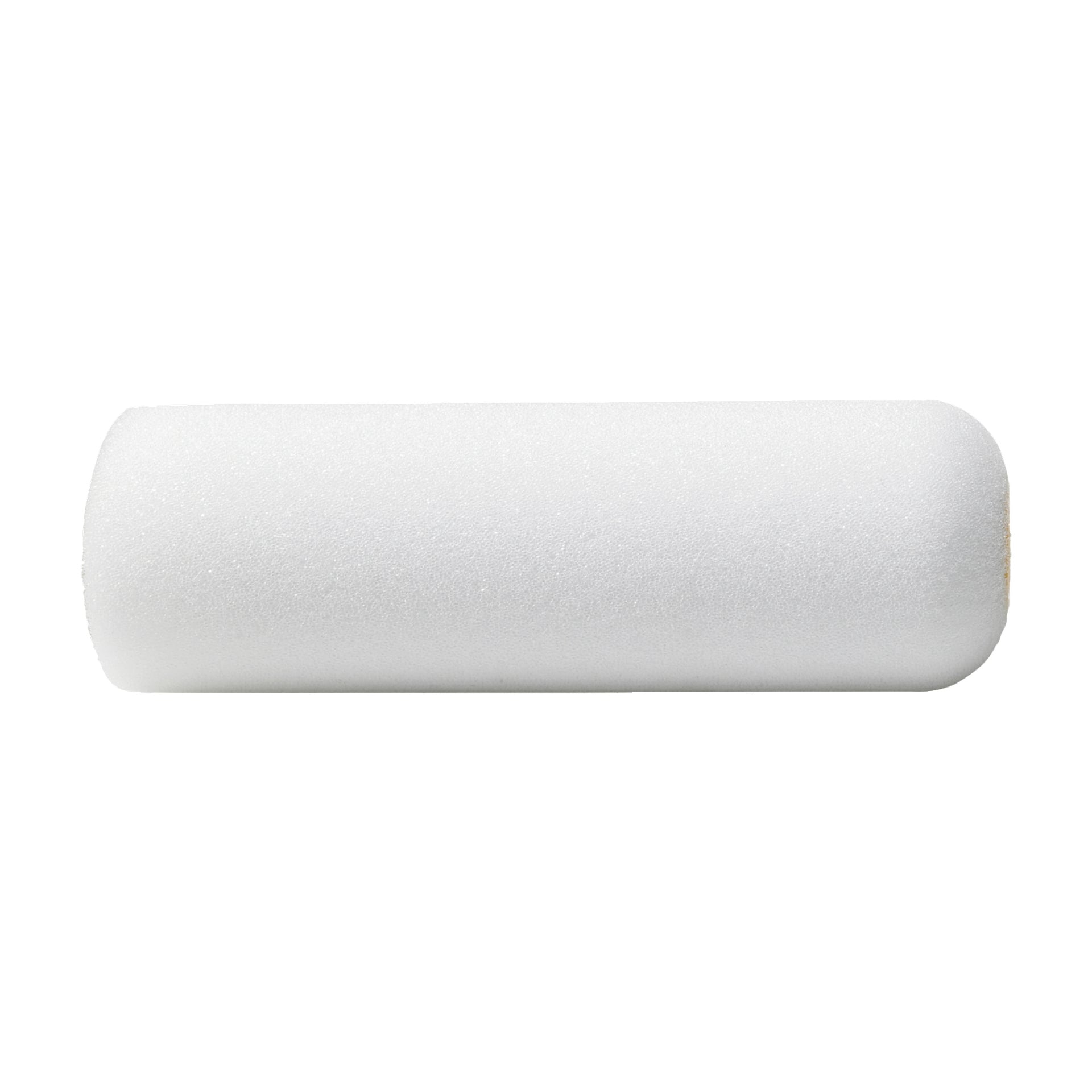 Anza Enamel färgrullare Soft har en enkel vit cylindrisk skumfyllning med en slät textur, som visas horisontellt.