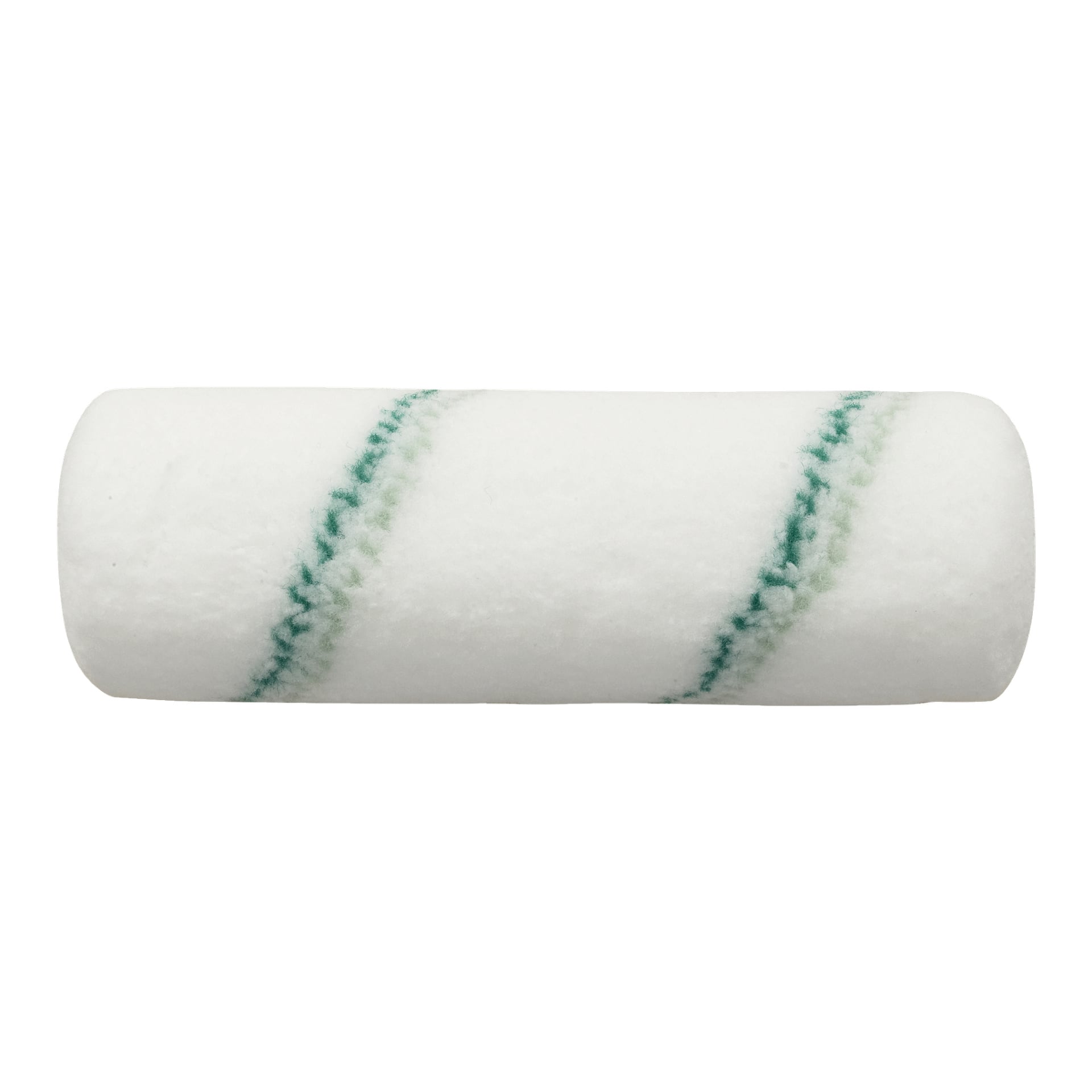 Jordan Roller Ultimate er et hvitt, sylindrisk malingsrulletrekk med to grønne diagonale striper.
