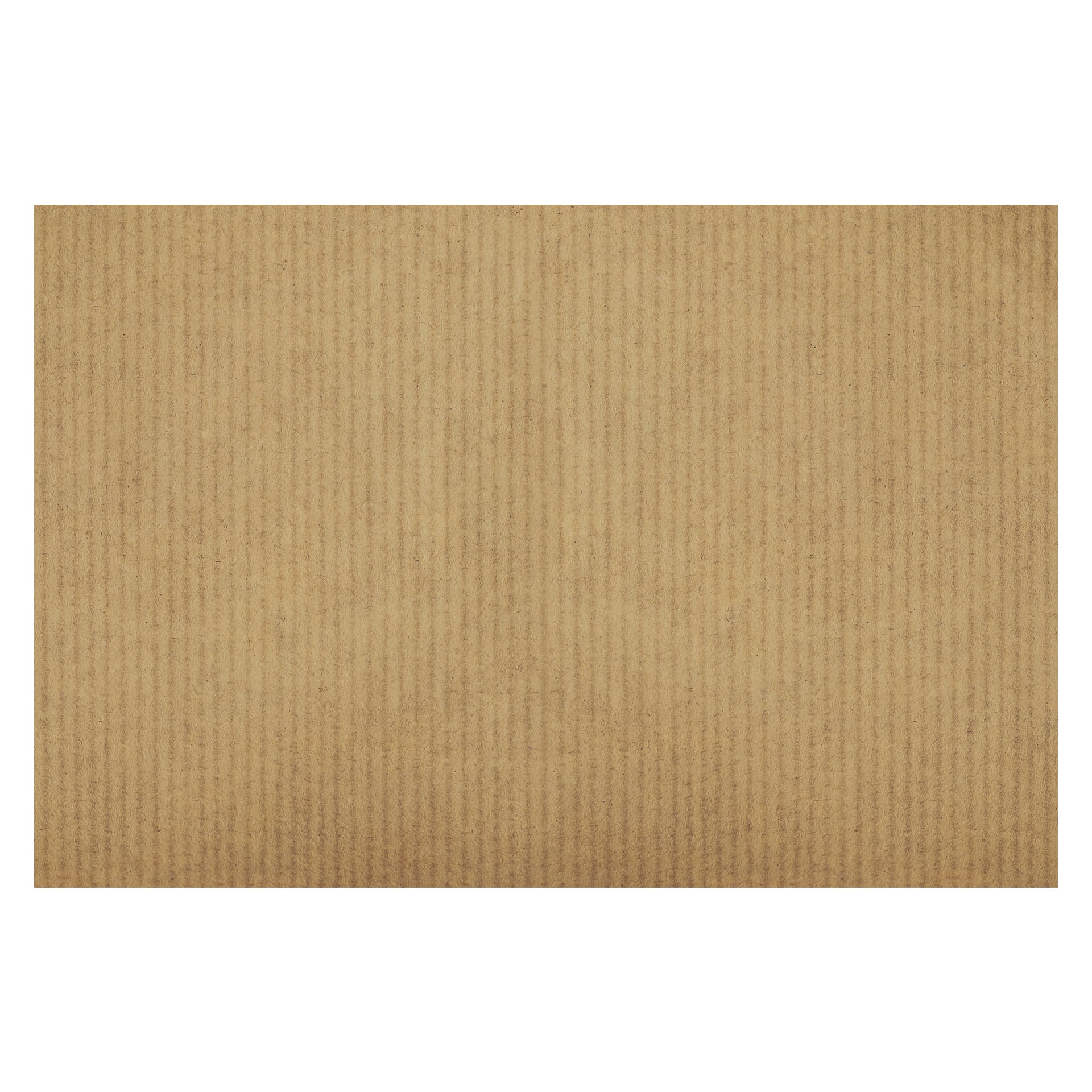 En detaljerad vy av Menuett Kraft-papper visar dess bruna yta med vertikala åsar, med små tonförändringar och synliga fläckar typiska för återvunnet papper.