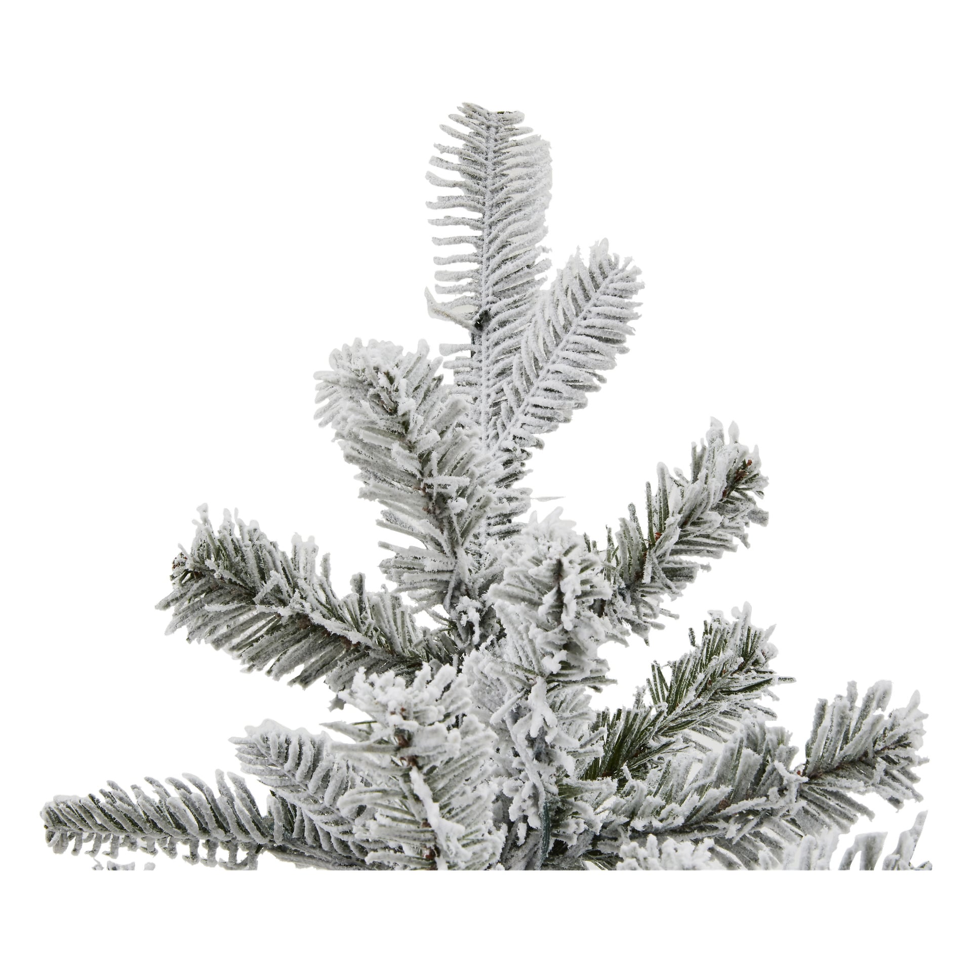 De övre grenarna på EKVIP Lifelike Christmas tree har konstsnö och LED-lampor, vilket skapar ett charmigt frostigt utseende.