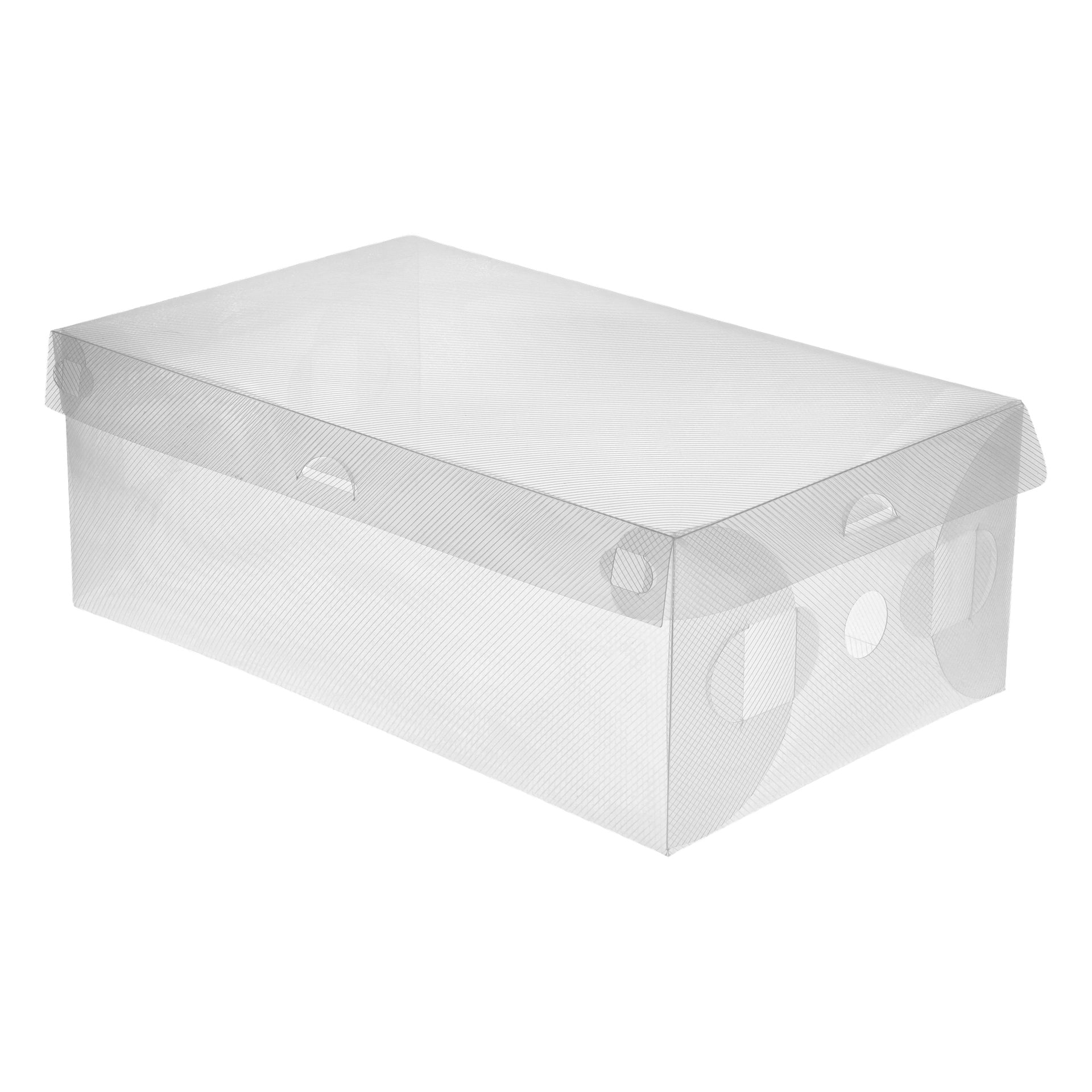 Hard Head Storage-lådan 3-pack innehåller tre genomskinliga, rektangulära plastbehållare med säkra lock och sidohandtag, alla visade tomma.