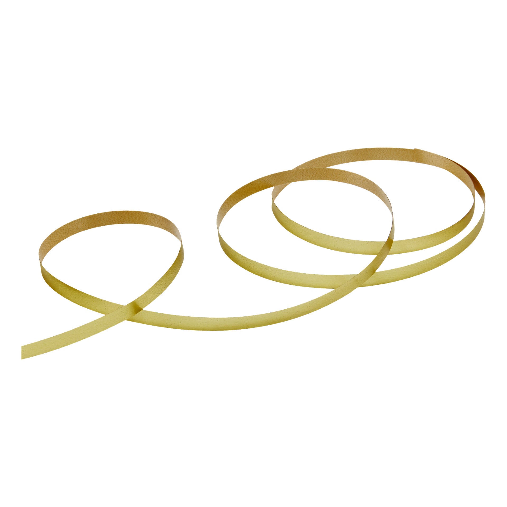 Ein einzelner, breiter Streifen des EKVIP Gift-Bands ist in drei lockere, überlappende Schlaufen gewickelt.