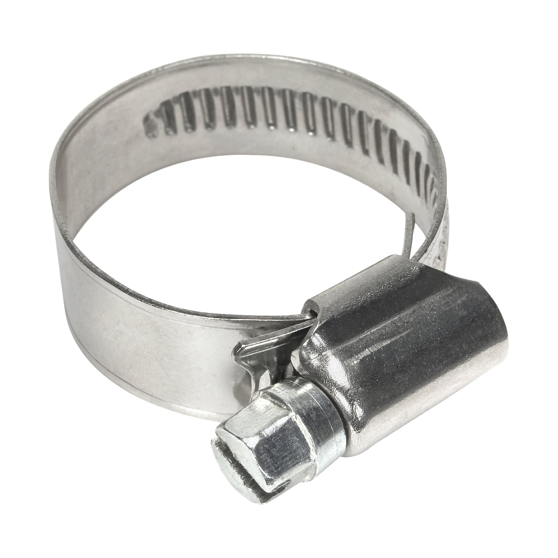Hard Head Hose Clips 2 Pack har två metallklämmor med skruvmekanismer som är utformade för att fästa slangar eller rör säkert genom att dra åt det justerbara bandet.