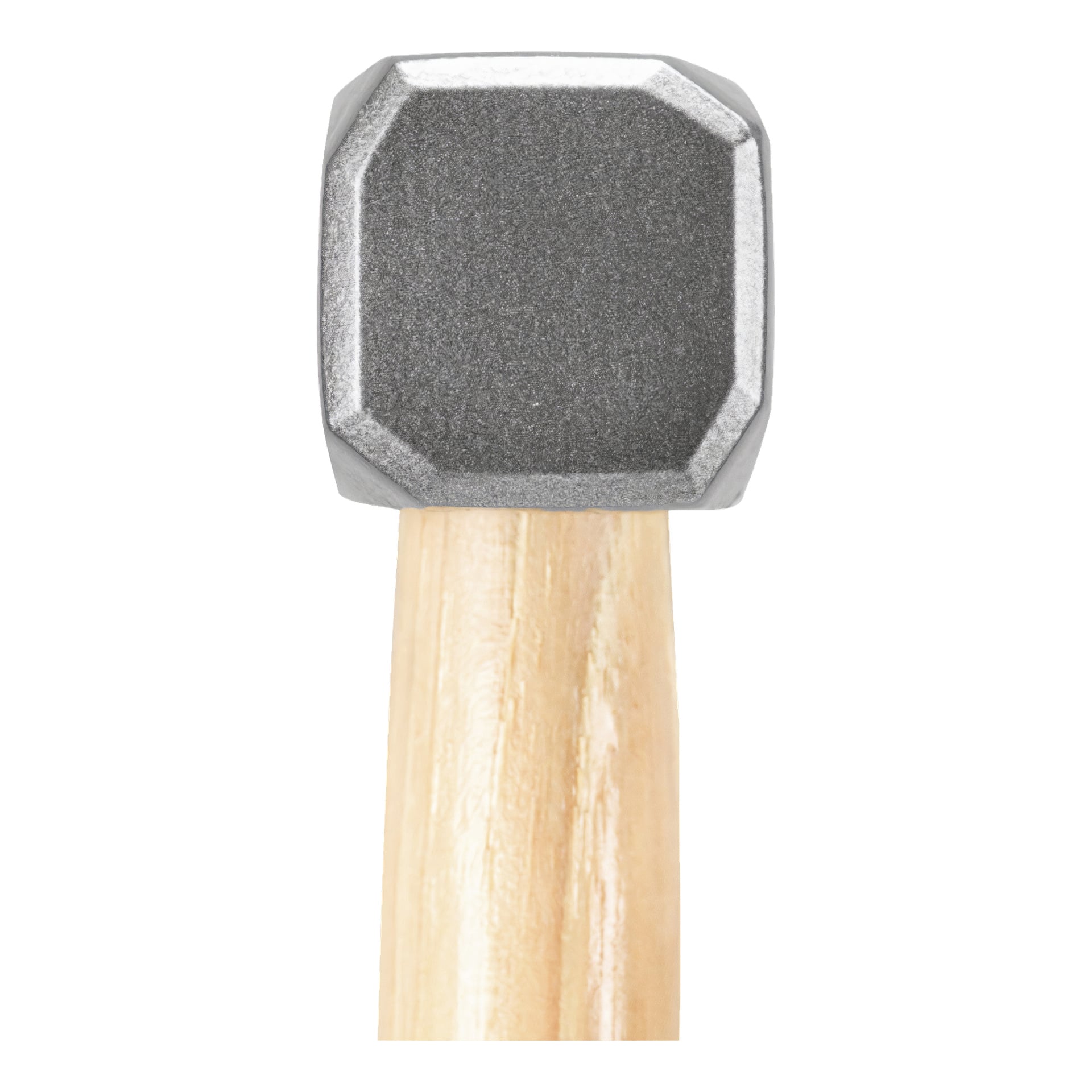 Närbild av Ryobi Bench hammare RHHWE500 med dess släta metallhuvud och ett trähandtag med texturerat grepp.