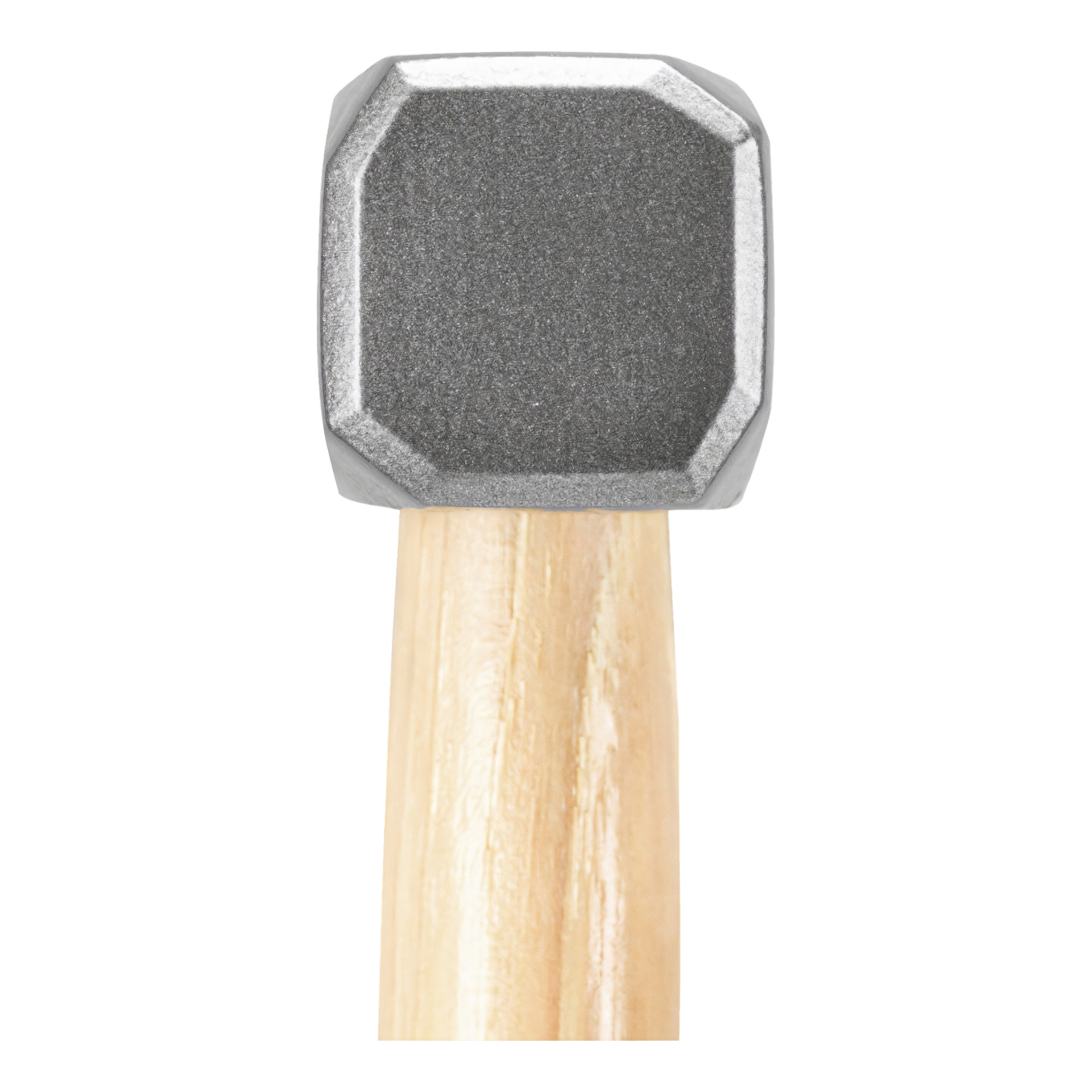 Närbild av Ryobi Bench hammare RHHWE500 med dess släta metallhuvud och ett trähandtag med texturerat grepp.