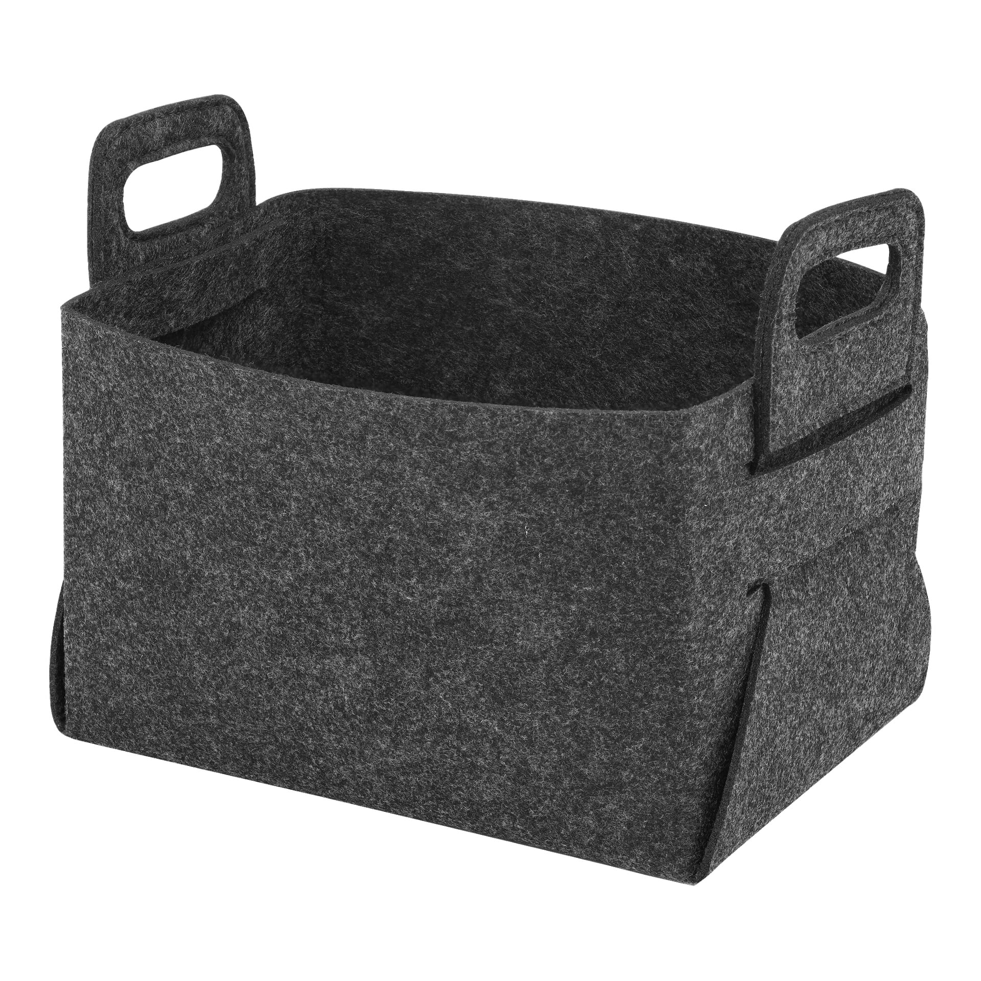 Ein dunkelgrauer Filzkorb von Hard Head mit rechteckiger Form und zwei Griffen an den Seiten. Der Korb ist leer und mit einem minimalistischen, modernen Look gestaltet.