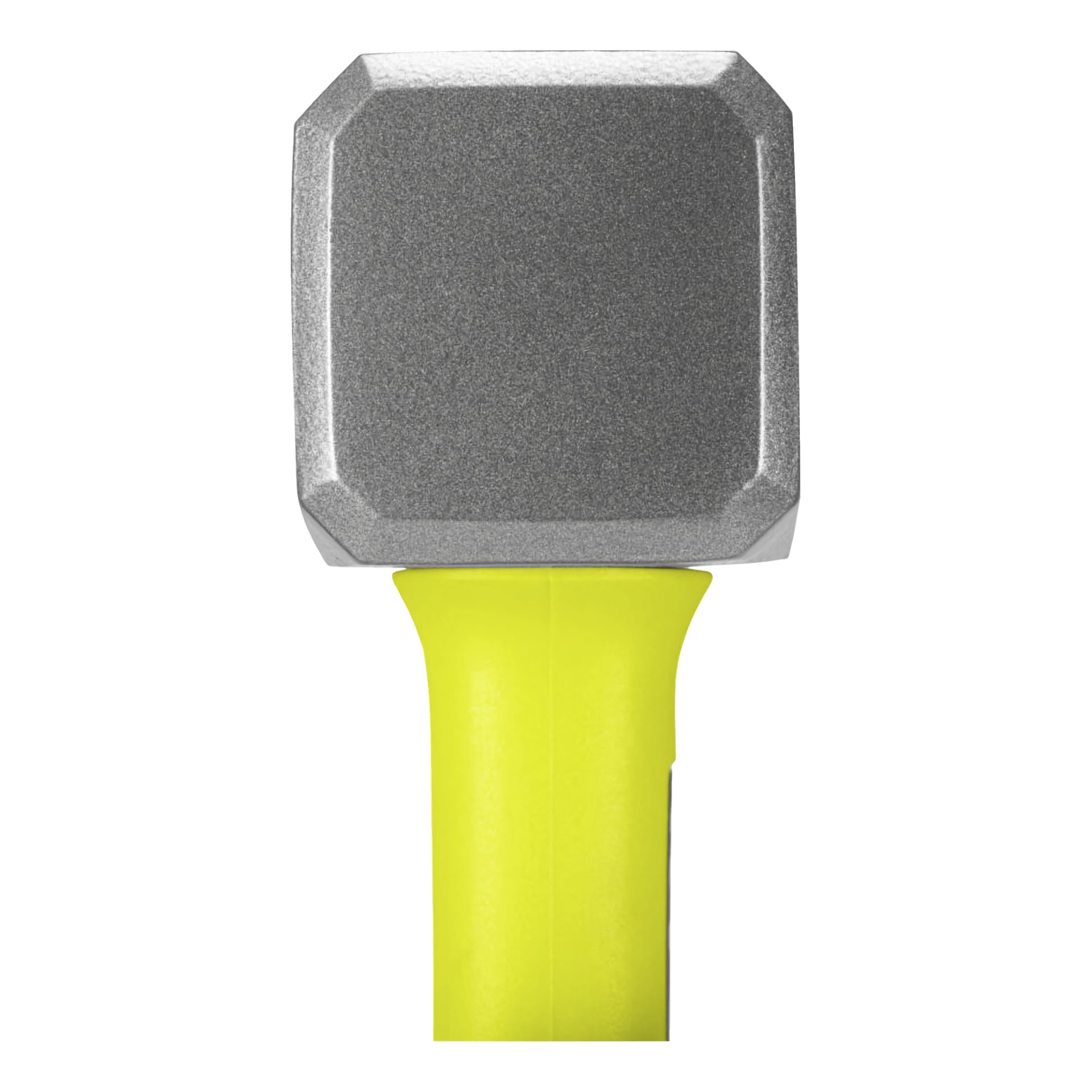 En närbild på Ryobi Chisel-hammaren RHHCH1000 med ett fyrkantigt metallhuvud och ett klargult handtag.