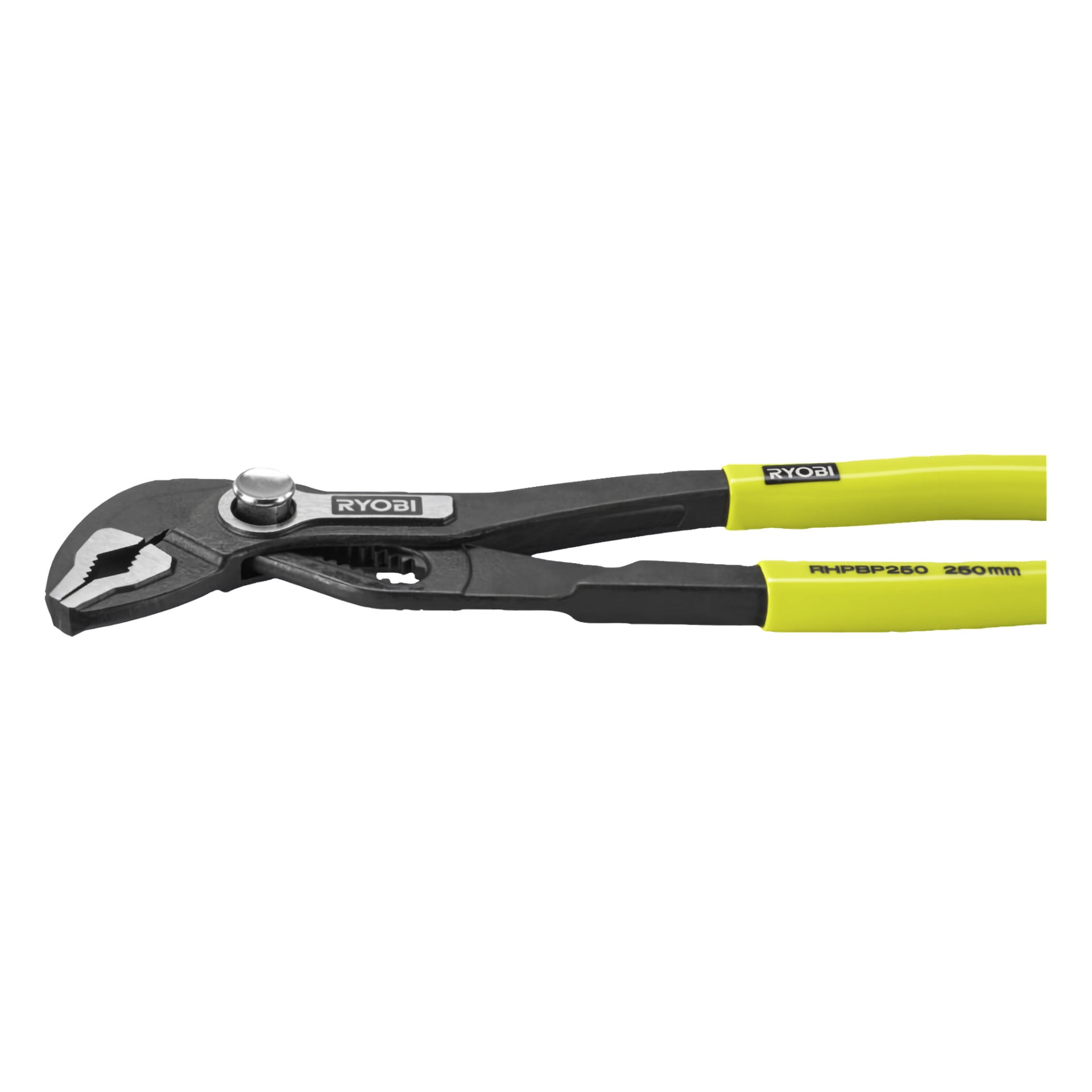 Ett par 250 mm Ryobi Polygrip-tänger med gula handtag.