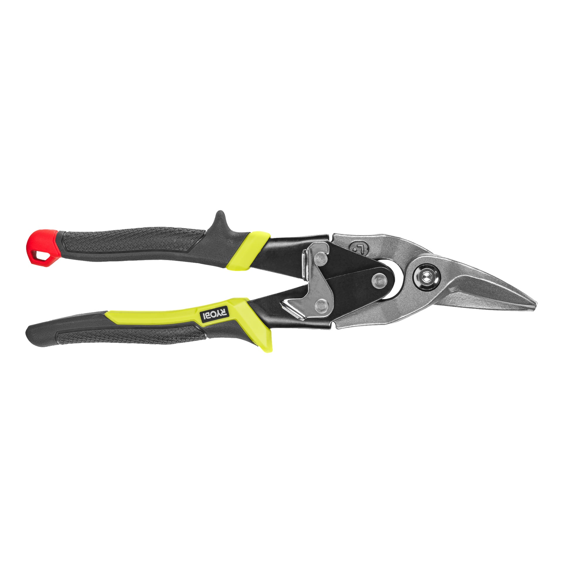 Ett par Ryobi Tenn-sax RHASL med svarta, gula och silverfärgade handtag samt ett metallskärblad.