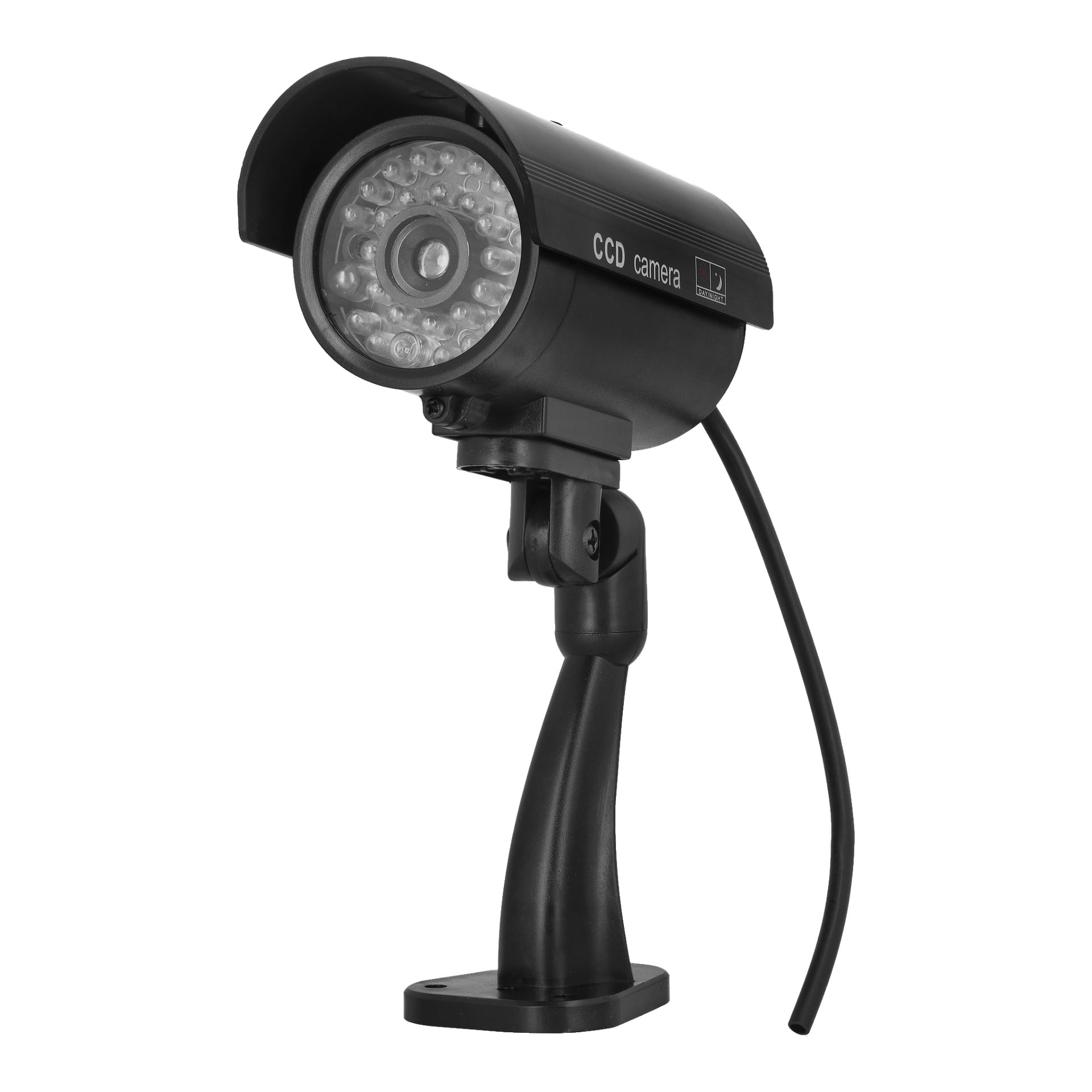 Brightin musta mallikamera sylinterimäisellä muodolla, infrapuna-LEDit linssin ympärillä, kiinnitysteline ja takaa tuleva kaapeli. Etiketissä lukee "CCD-kamera.