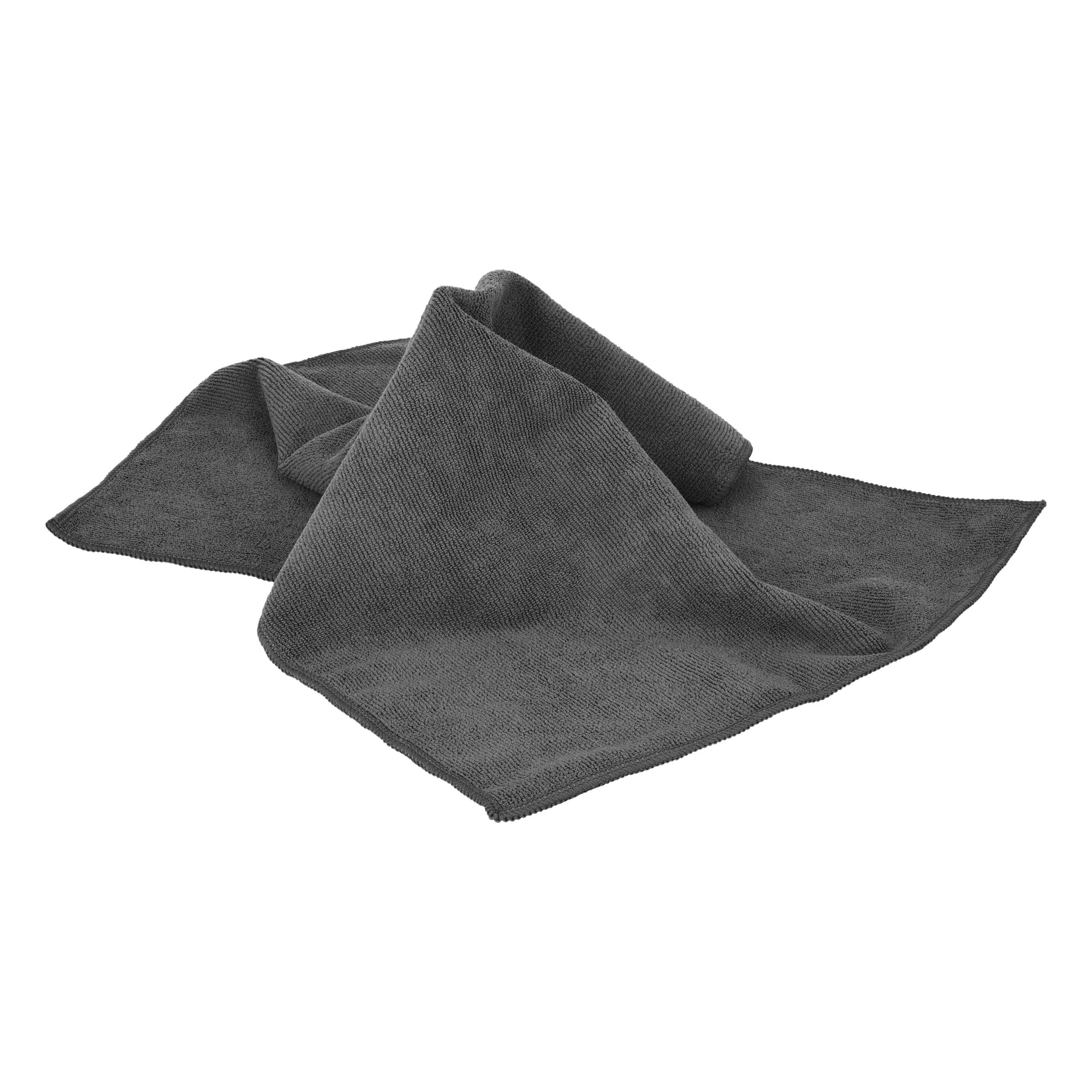 Yogasetet 6 pieces från Kayoba är gjort av texturerad mörkgrå mikrofiber med prydligt avarbetade kanter och är löst vikt för visning.