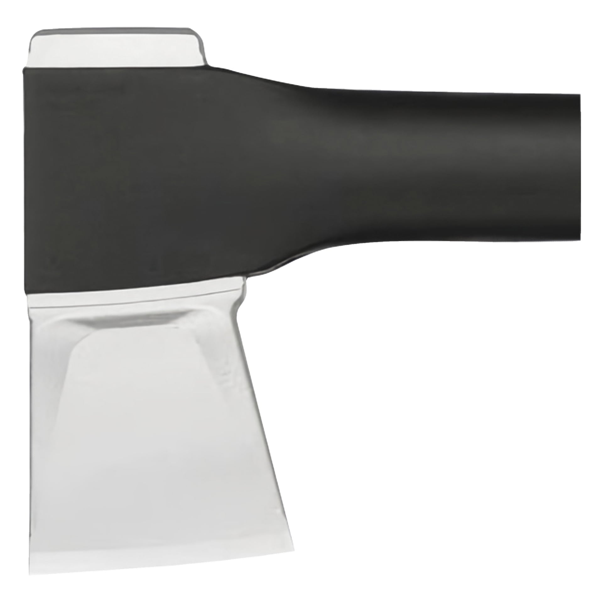 Et nærbilde av Fiskars Splitting-øksen X17 med et elegant svart skaft og et skinnende sølvblad.
