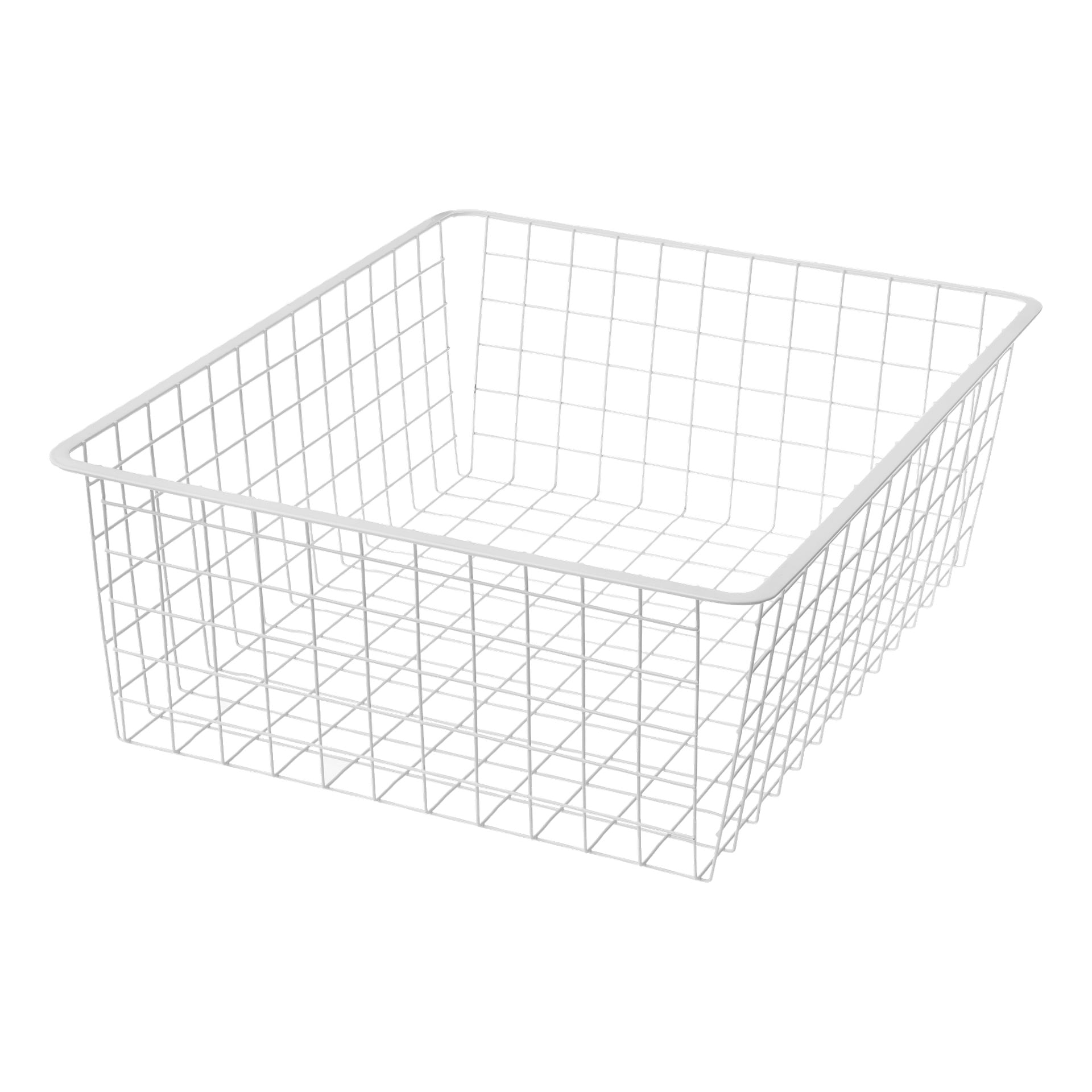 Der Hard Head Wire-Korb ist ein rechteckiger, weißer Aufbewahrungsbehälter mit offenem Decken- und Gitterdesign auf allen Seiten.