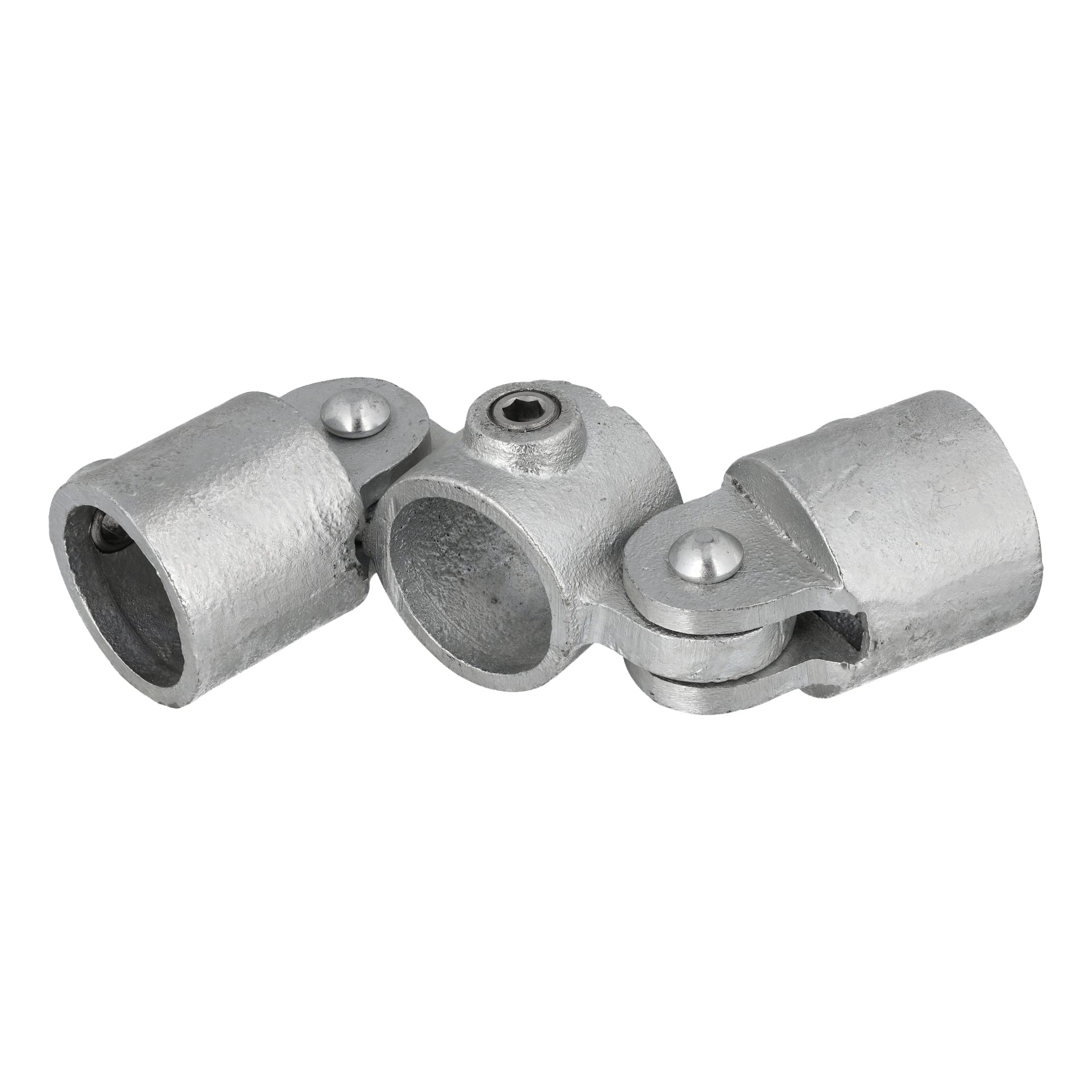 Metallinen putkiliitin, nimeltään Hard Head Articulated Coupling, koostuu kolmesta sylinterimäisestä osasta, jotka on yhdistetty kääntyvillä saranoilla ja jotka on kiinnitetty pulteilla ja ruuveilla. Se mahdollistaa joustavat ja säädettävät liitännät putkistoissa tai putkijärjestelmissä.