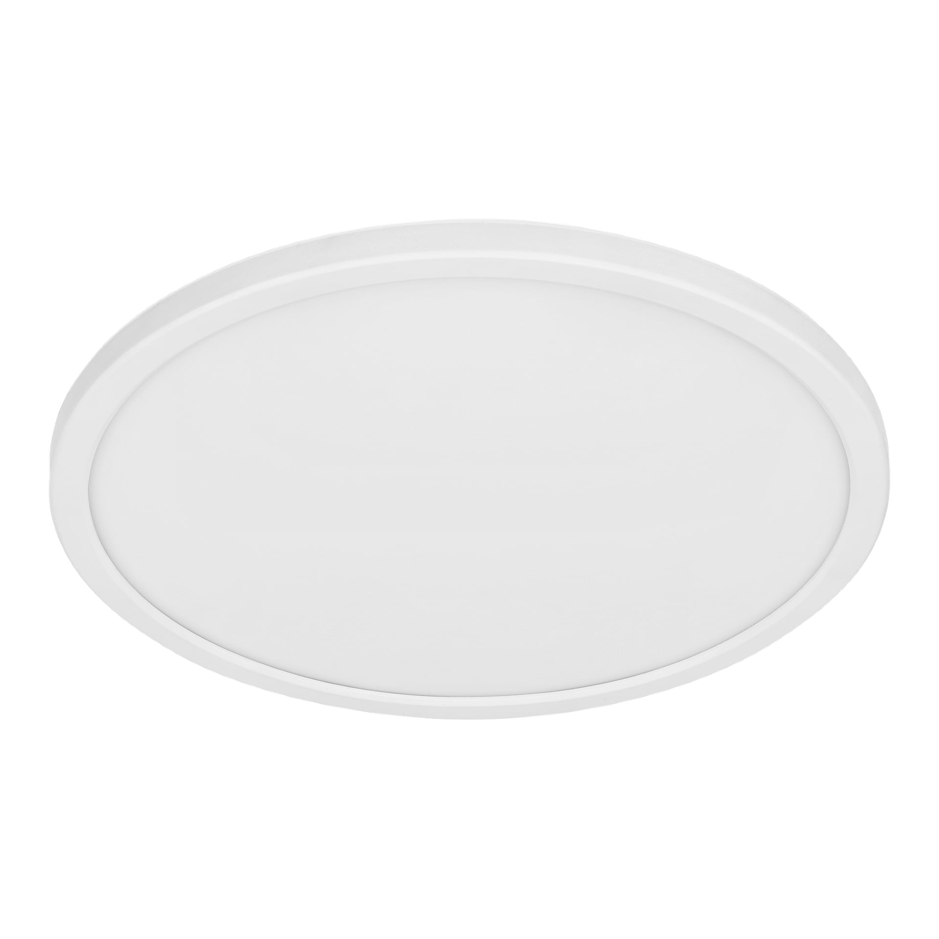 En närbild av Anslut Dimmable LED-taklampan visar dess runda, platta form med ett slätt, ogenomskinligt lock och en smal cirkulär kant.
