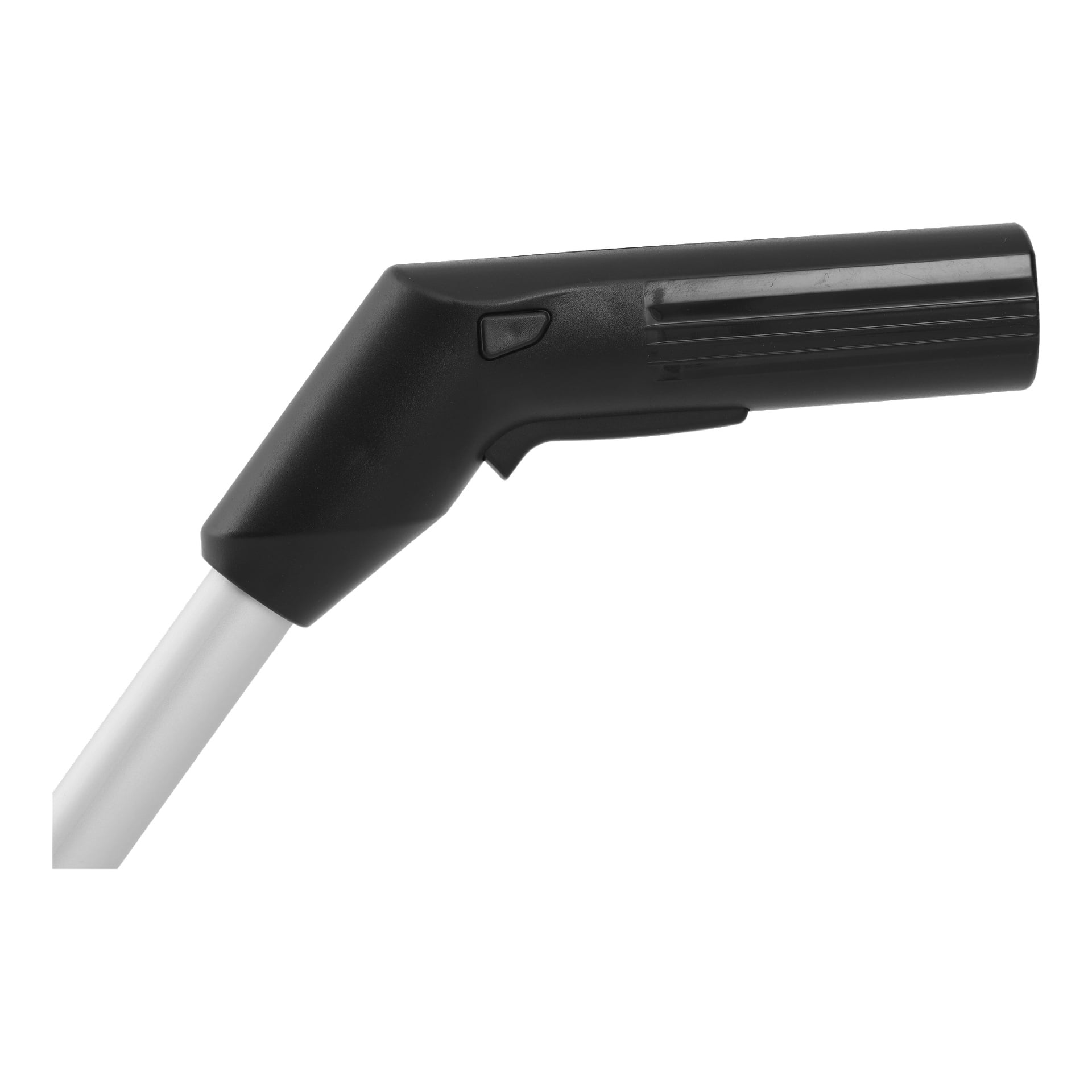 Nahaufnahme eines Meec Tools Teleskophenkel für einen Multi-Trimmer, schwarz und silbern, mit einem Knopf auf der Oberseite.