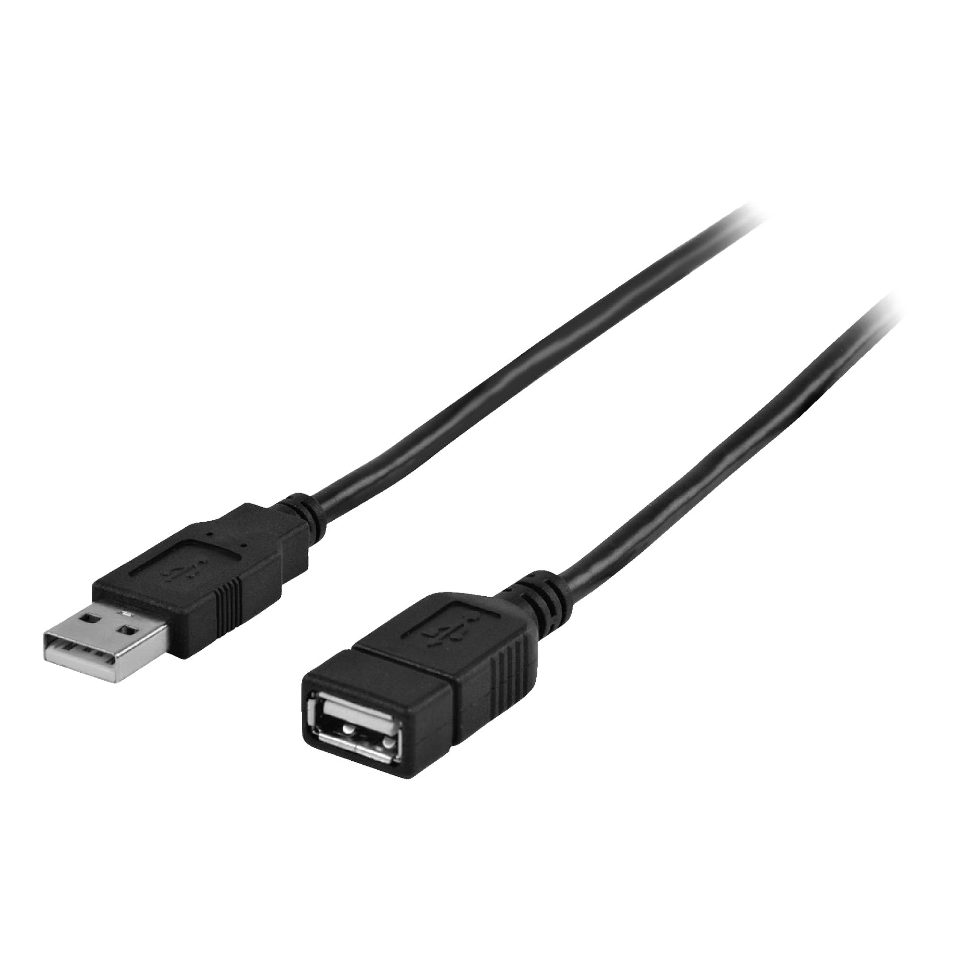 Das Nedis-USB-Kabel ist eine schwarze Verlängerung mit einem USB-A-Männchenstecker an einem Ende und einem USB-A-Weibchenanschluss am anderen.