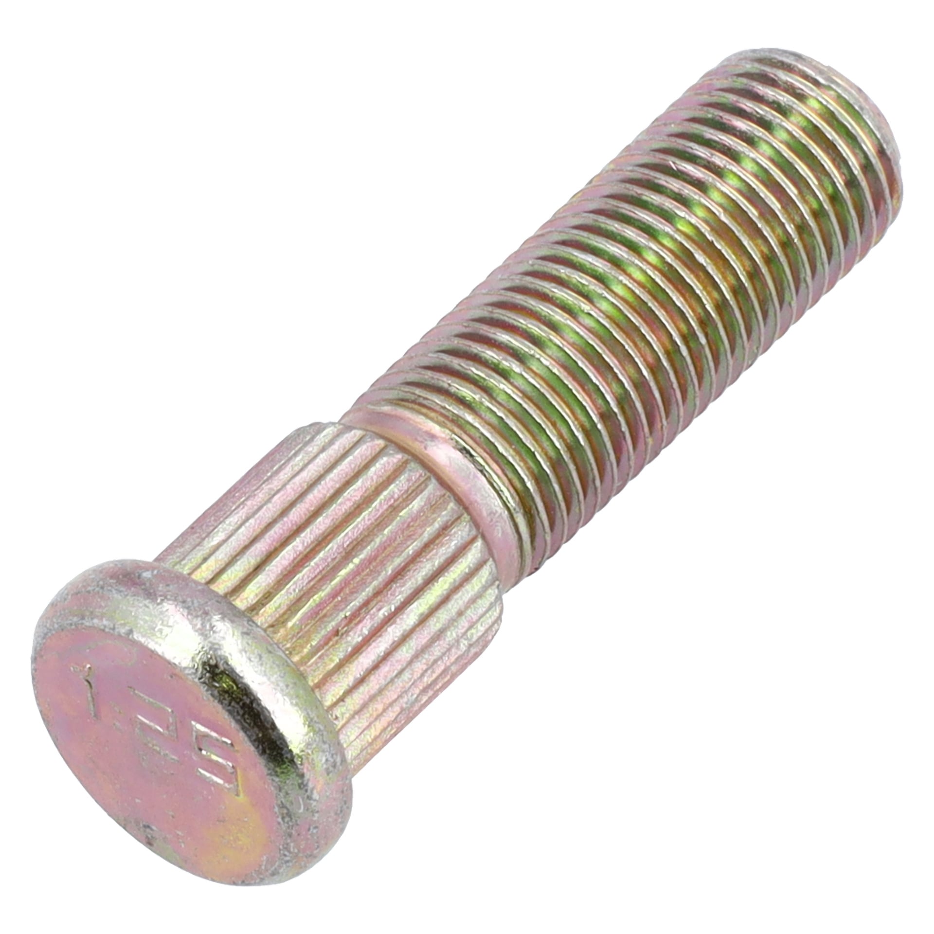 Wheel Bolt Boat Trailer visar ett metalliskt runt huvud, spline-axel och gängad axel, som ligger på sidan.