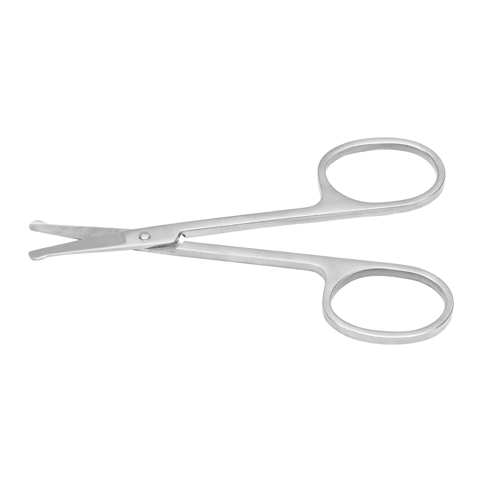 Et par rustfrie stålsakser fra Kayoba Nail med to fingerhull og avrundede sikkerhetsspisser.