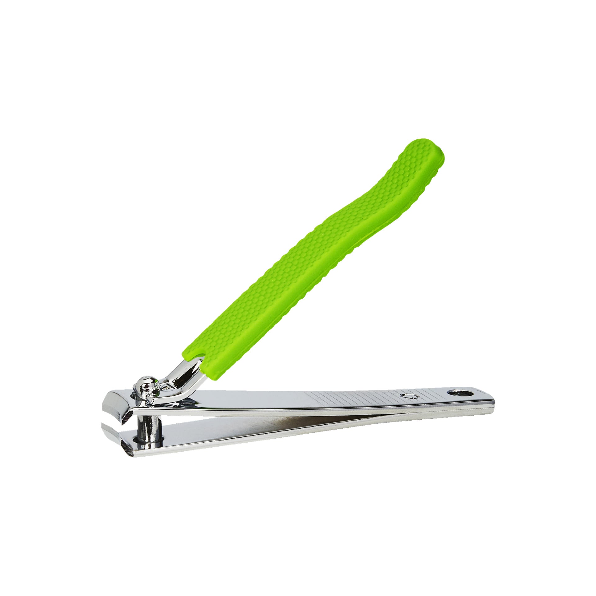 En Kayoba nagelklippare med ett texturerat, klargrönt plasthandtag.
