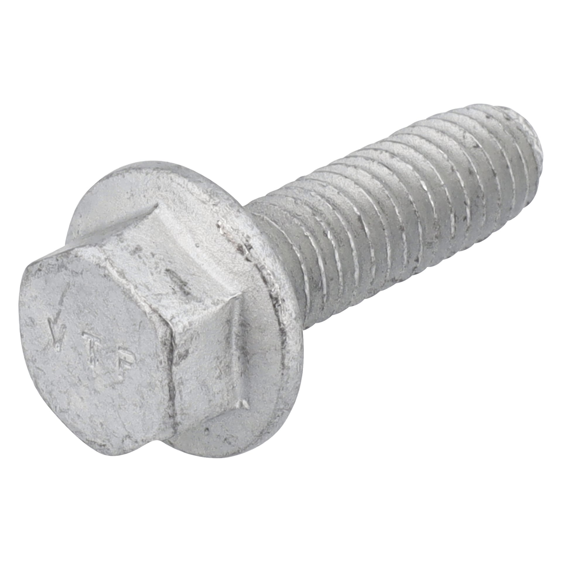 Zbliżenie kosiarki Motor Bolt M10 podkreśla jej błyszczące metalowe wykończenie, detale gwintu i oznaczoną sześciokątną głowicę.