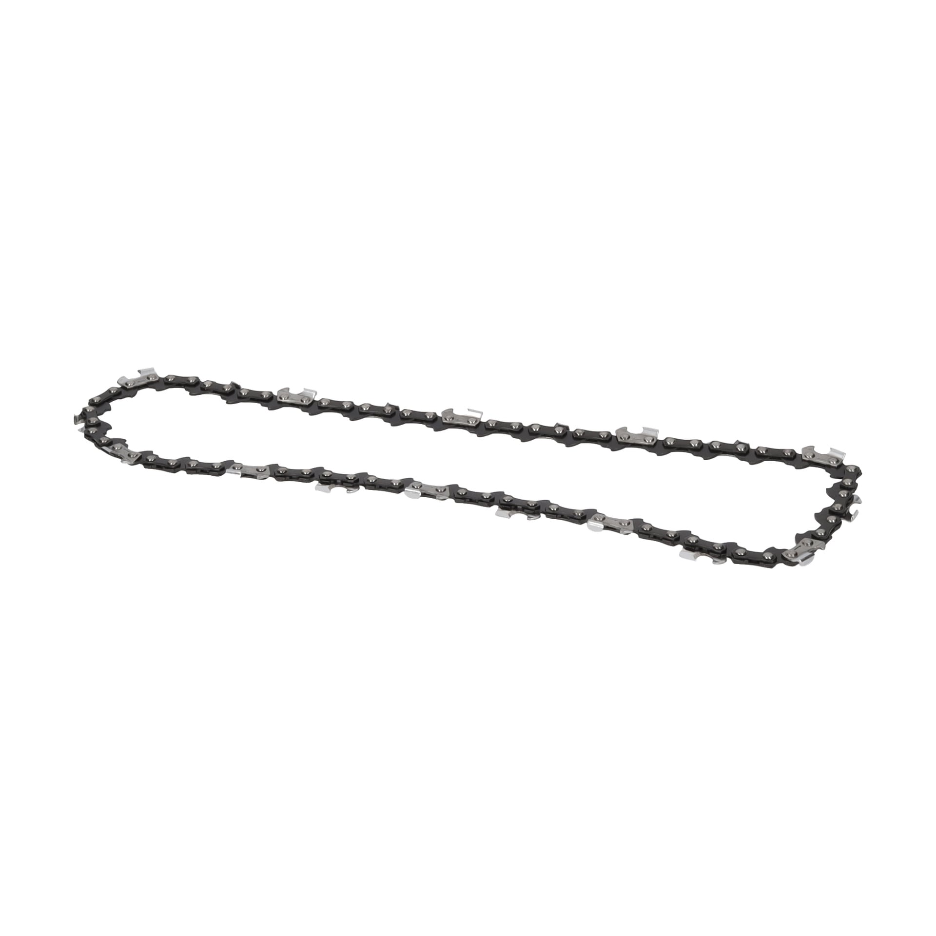 Chain Crochet-sagen, en metallkjede av motorsag, vises arrangert i en langstrakt oval form.