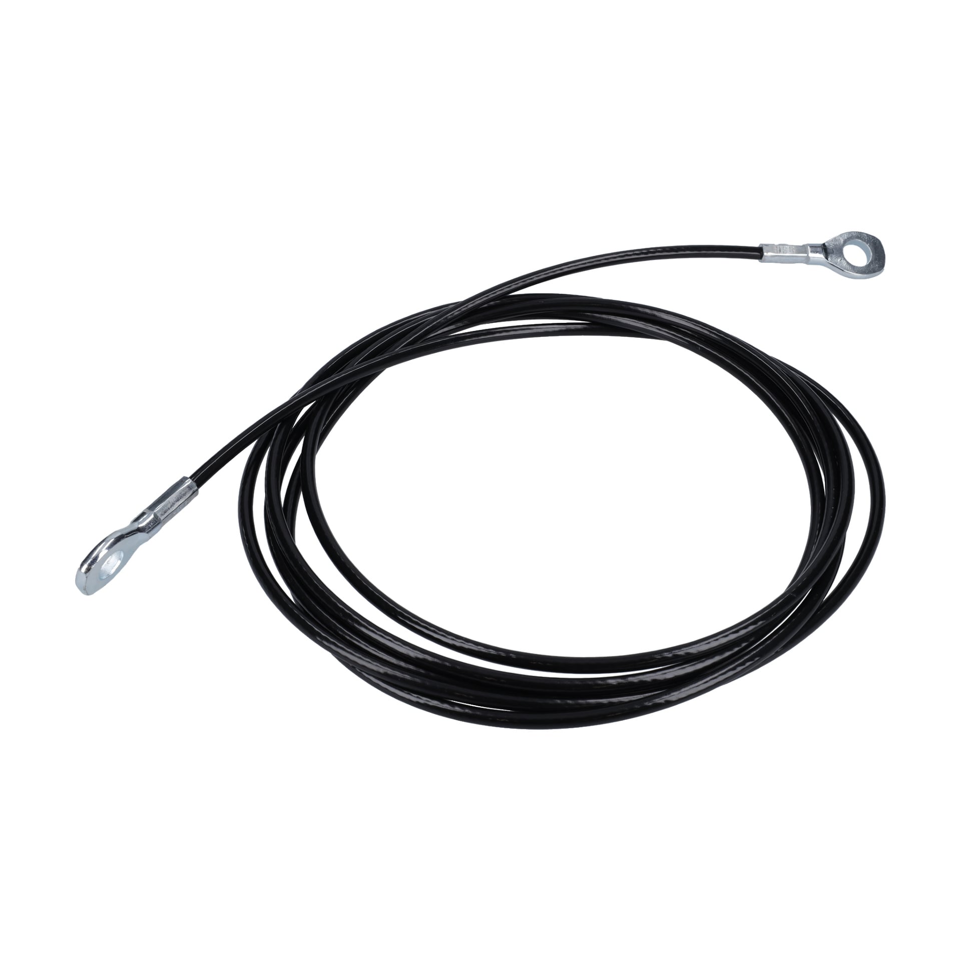 Wires hemmagym har en svart spiralad kabel med metallslingor i varje ände.