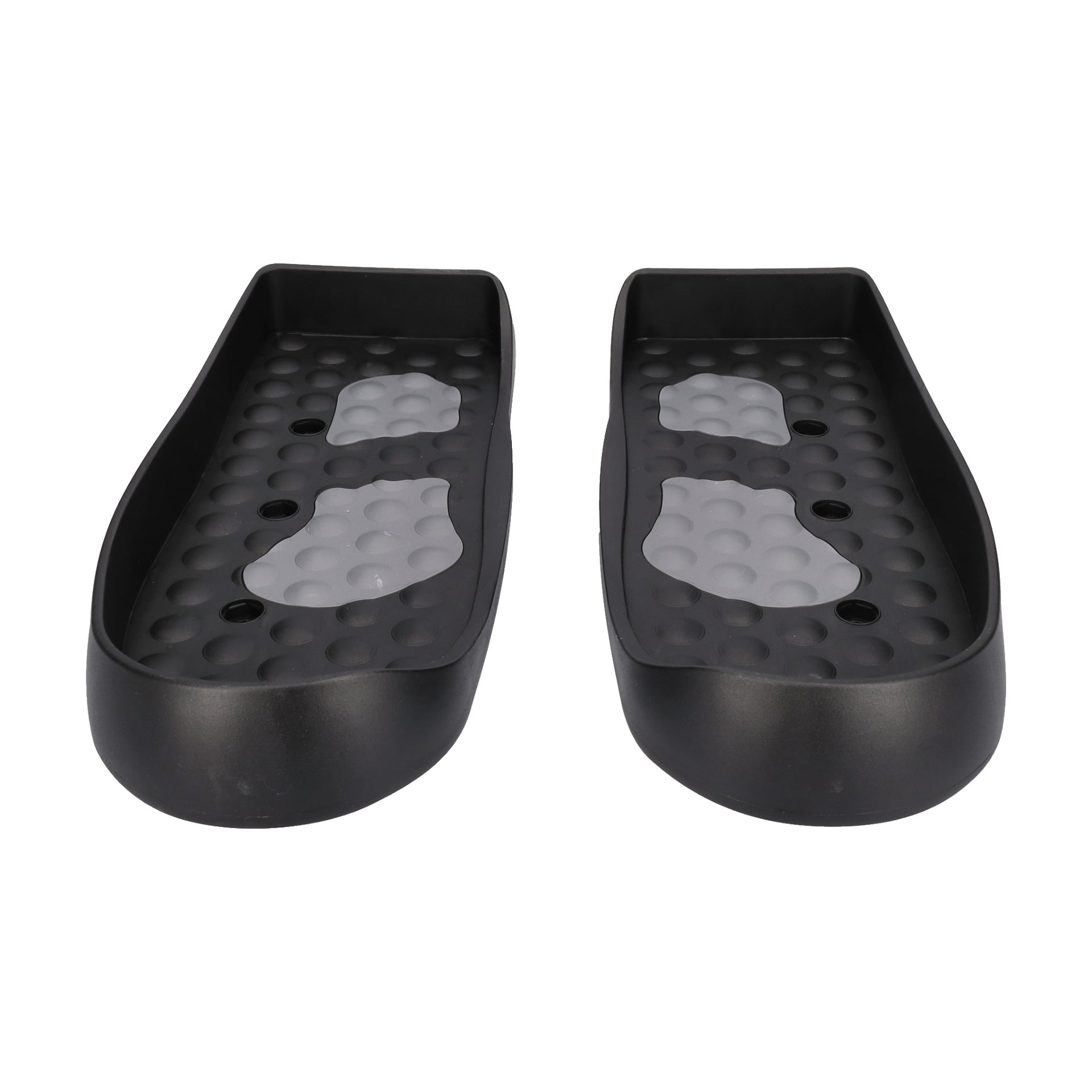 Pedal 1-Pair R/L F. 003151 inkluderar två svarta, fotformade brickor med upphöjda grå texturerade ytor för fotplacering.