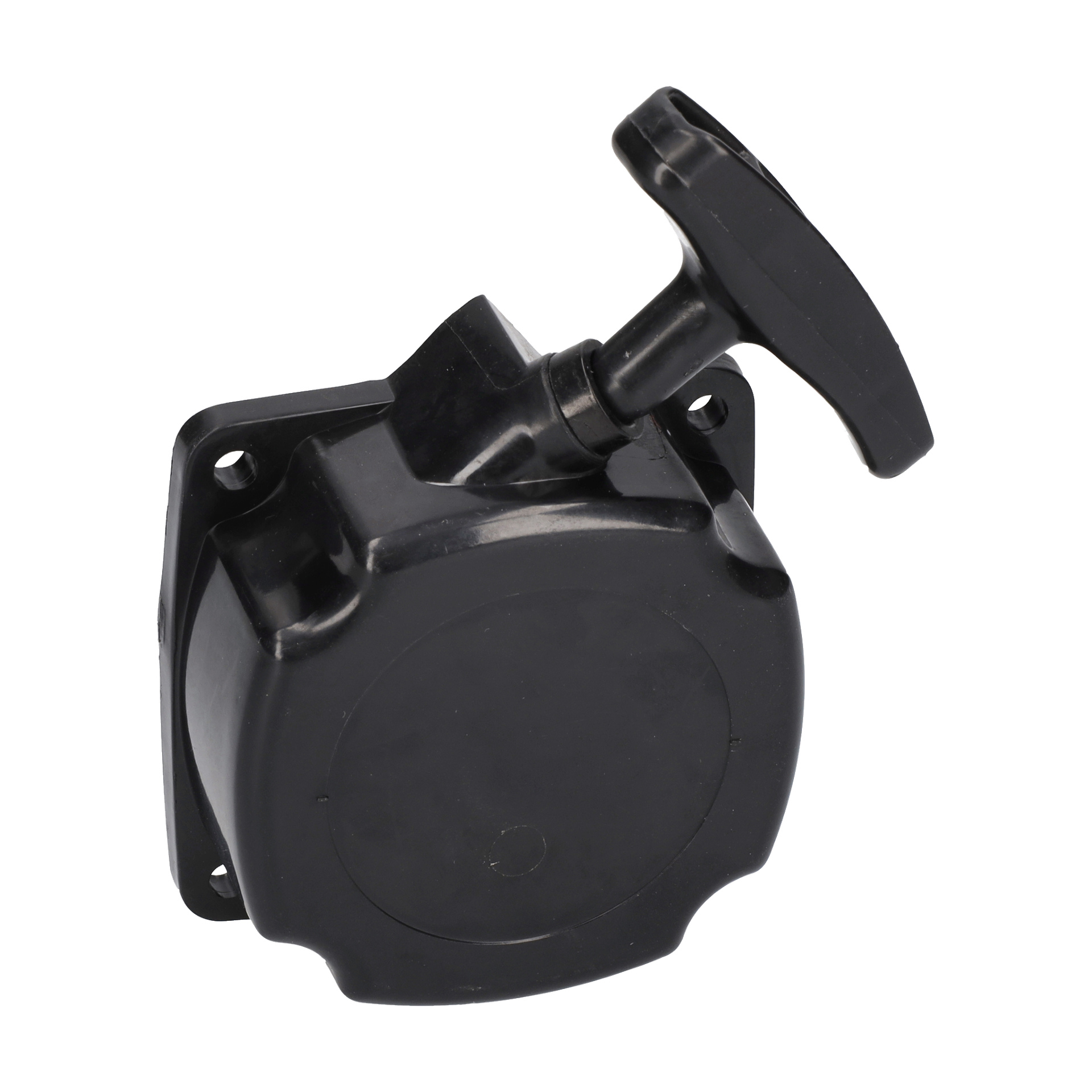 Starter F. 008488, en svart plastrekylmontering med T-handtag och fyra skruvhål, lämpad för små motorstartuppgifter.