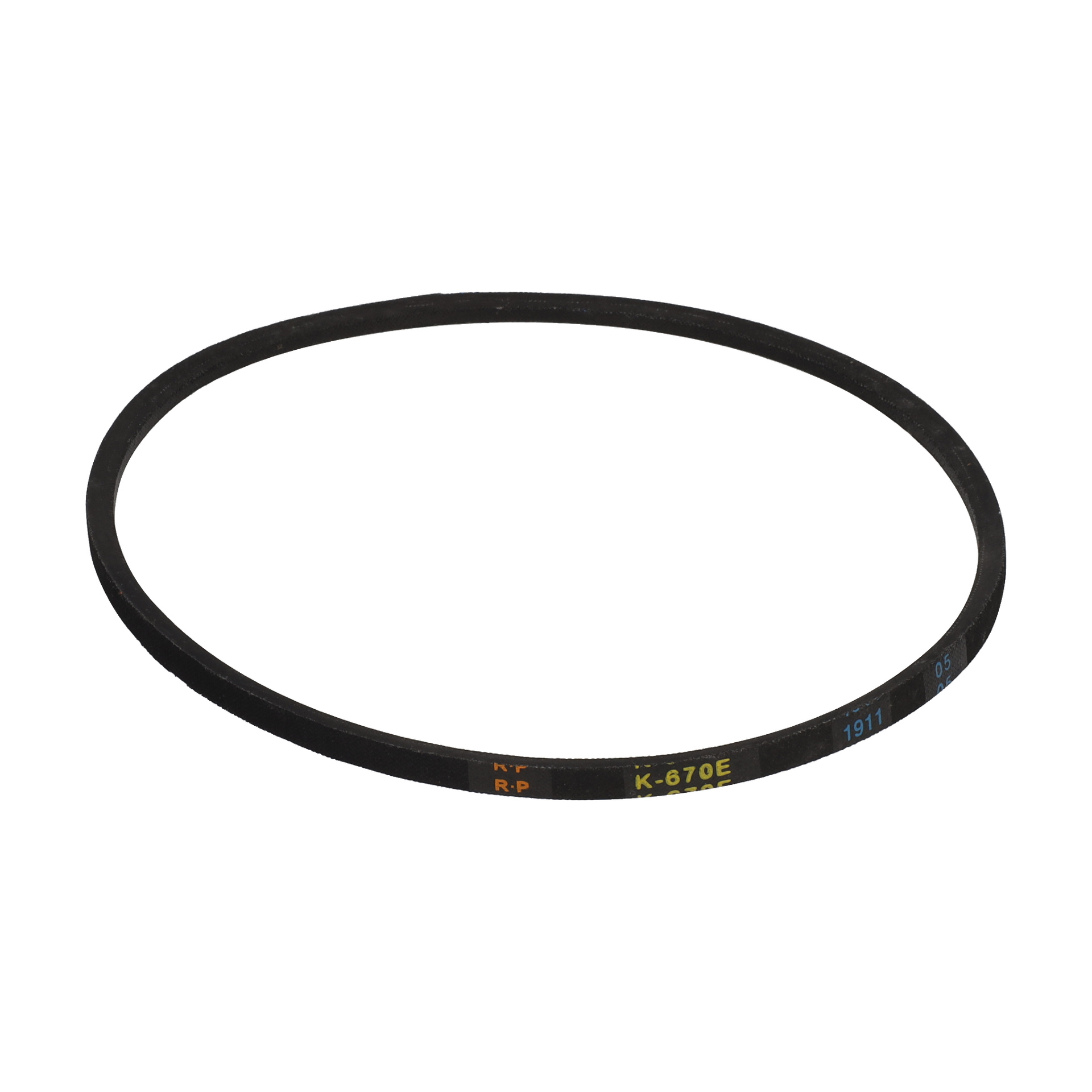 Drivremskolonneborrmaskinen K-670E har ett svart gummiband med gula, vita, röda och blå markeringar.