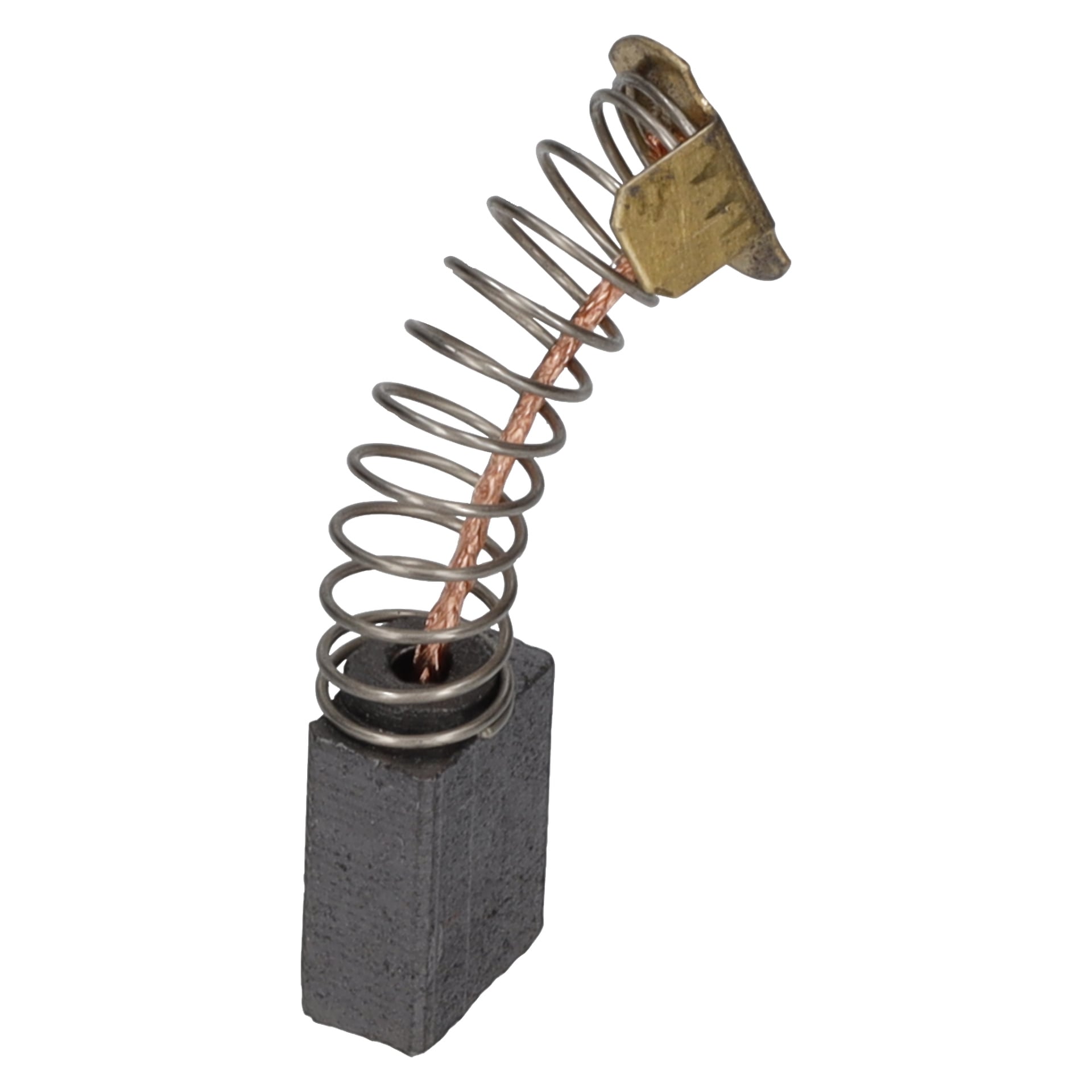 En kolborste med en metallfjäder för elmotorer, använd för att överföra ström mellan fasta trådar och rörliga delar.