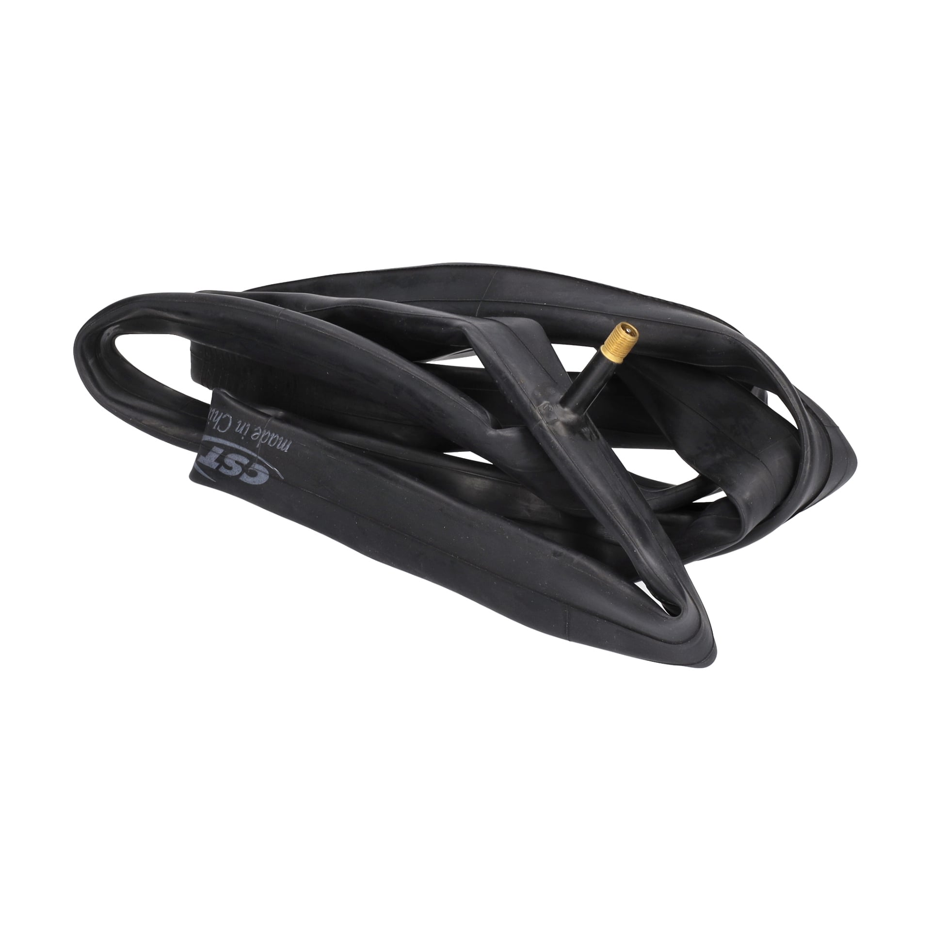 Inner Tube Hybrid Bike har en spiralad svart innerslang och en metallventilstam.