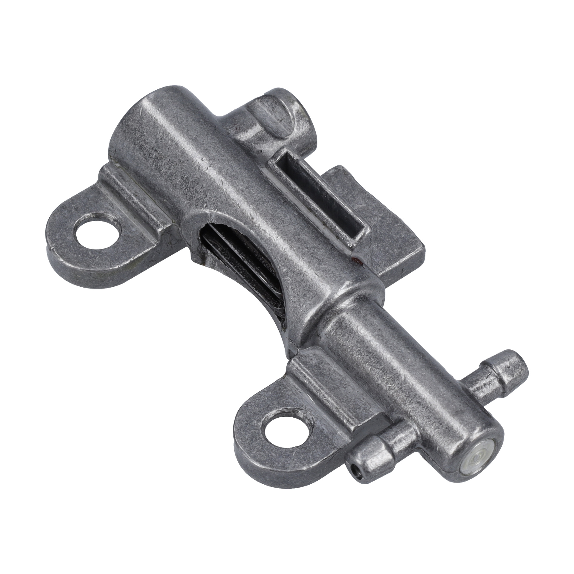Oljepump F. 011229: metalldel med två monteringshål, spårad cylindrisk kropp, avsedd för användning i motorer.