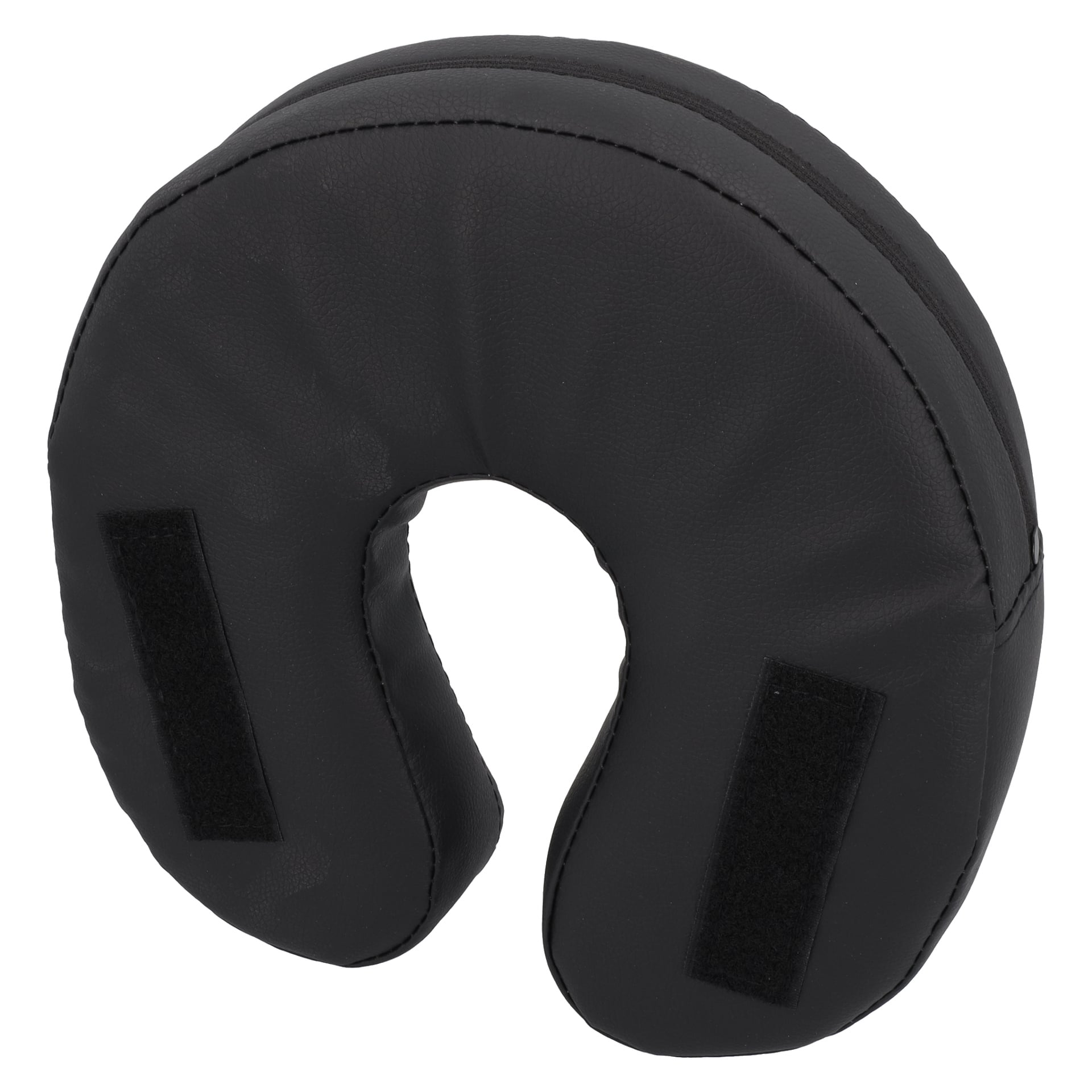 Headrest Black F. 008374 är en svart U-formad nackkudde med två rektangulära kardborrebandsmärken på framsidan.