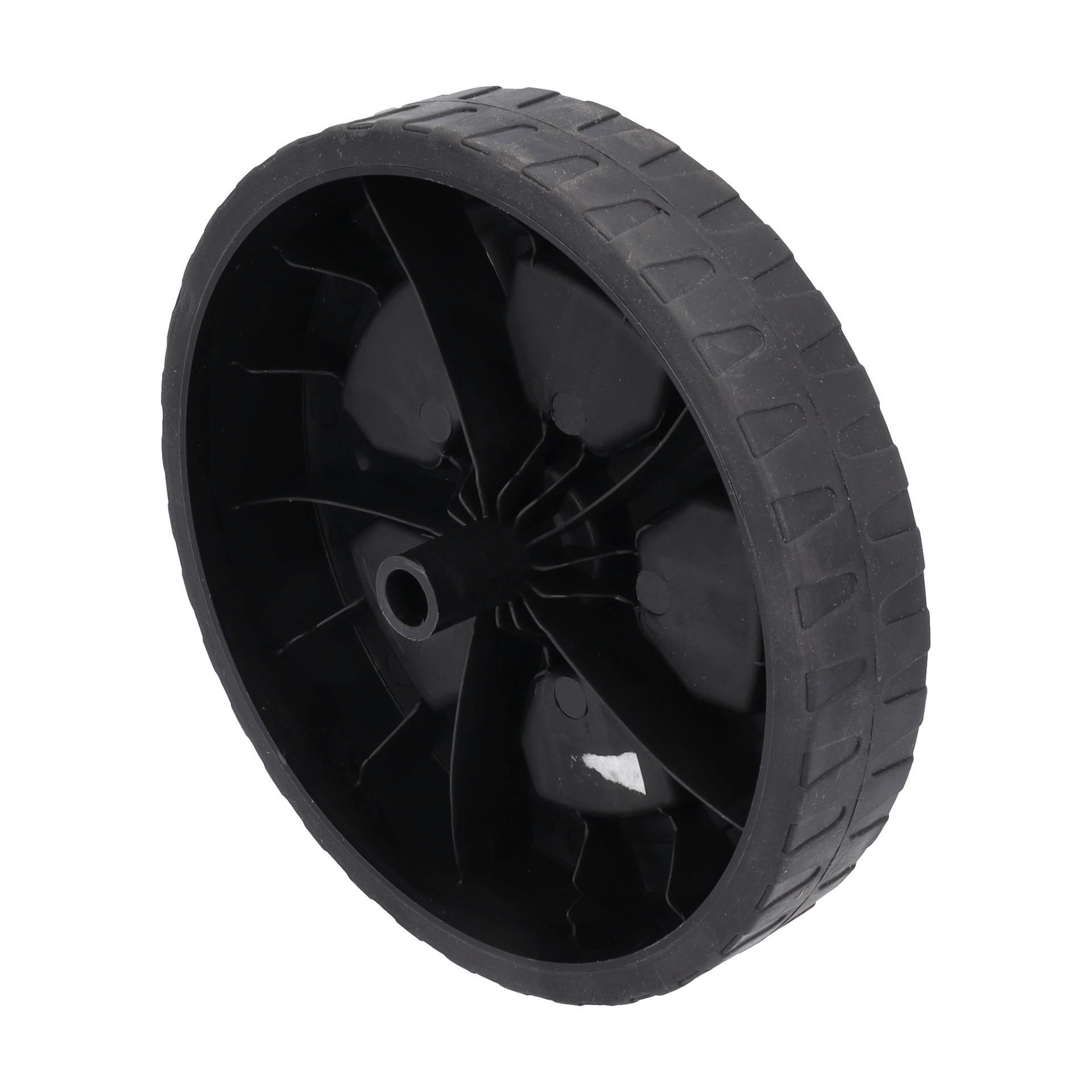 Wheel Diesel Heater är snett, gjord av svart plast med texturerat mönster, inre ekrar och ett slätt centralnav.