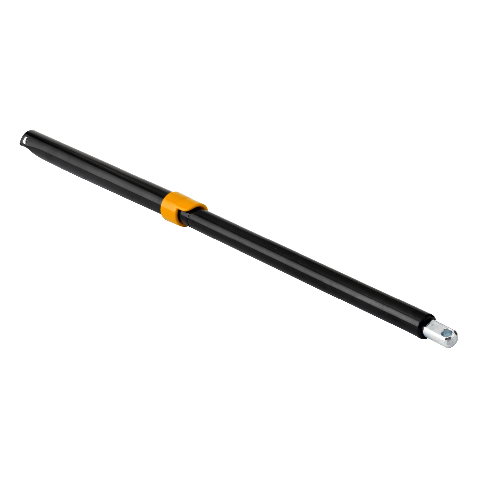 En Gas Spring Cpl Treadm 002399" med en svart metallstav, ett gult plastgrepp i mitten och en silverkoppling i ena änden.