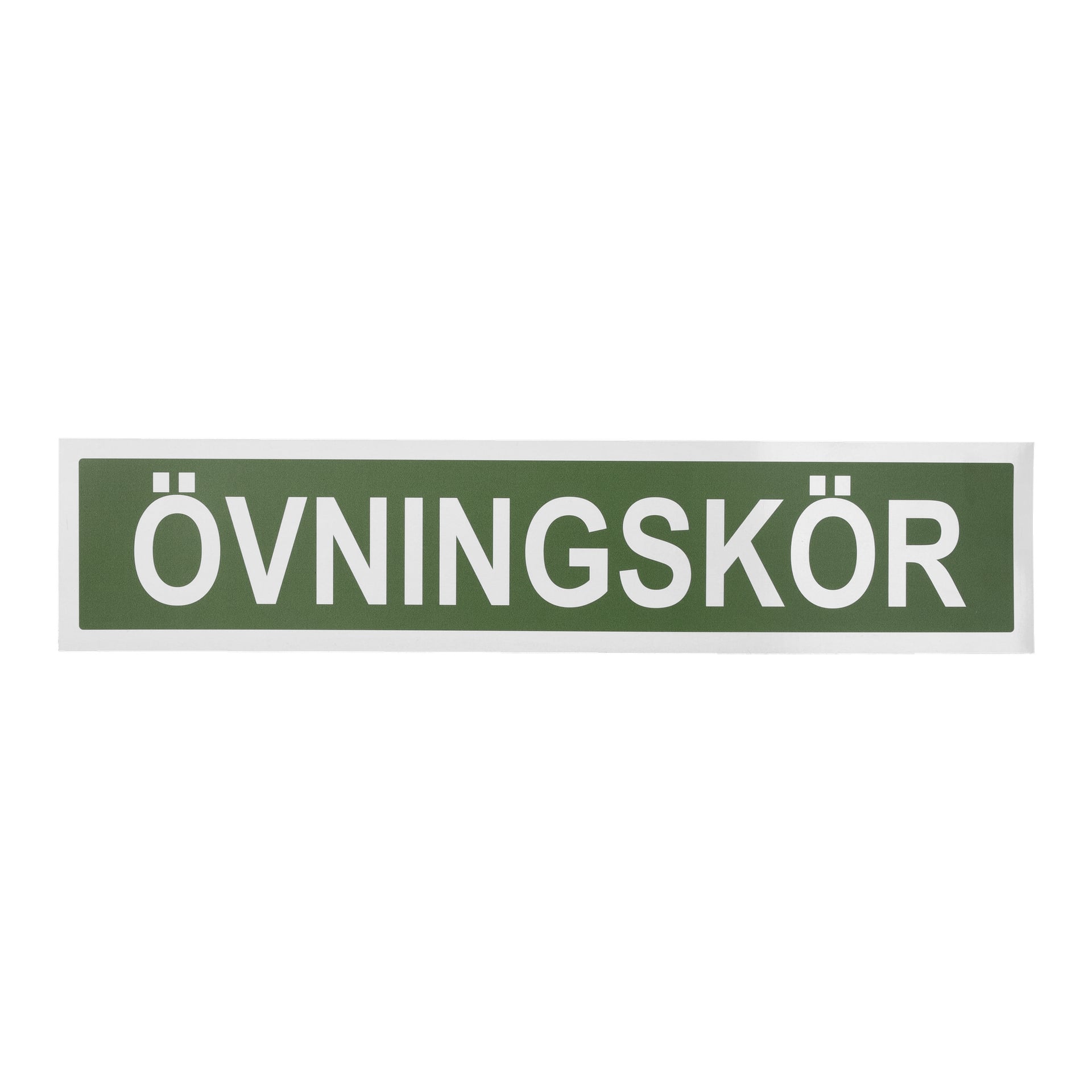 En rektangulär Hamron Learner-platta i grönt och vitt, med ordet ÖVNINGSKÖR i fetstilt versaler.