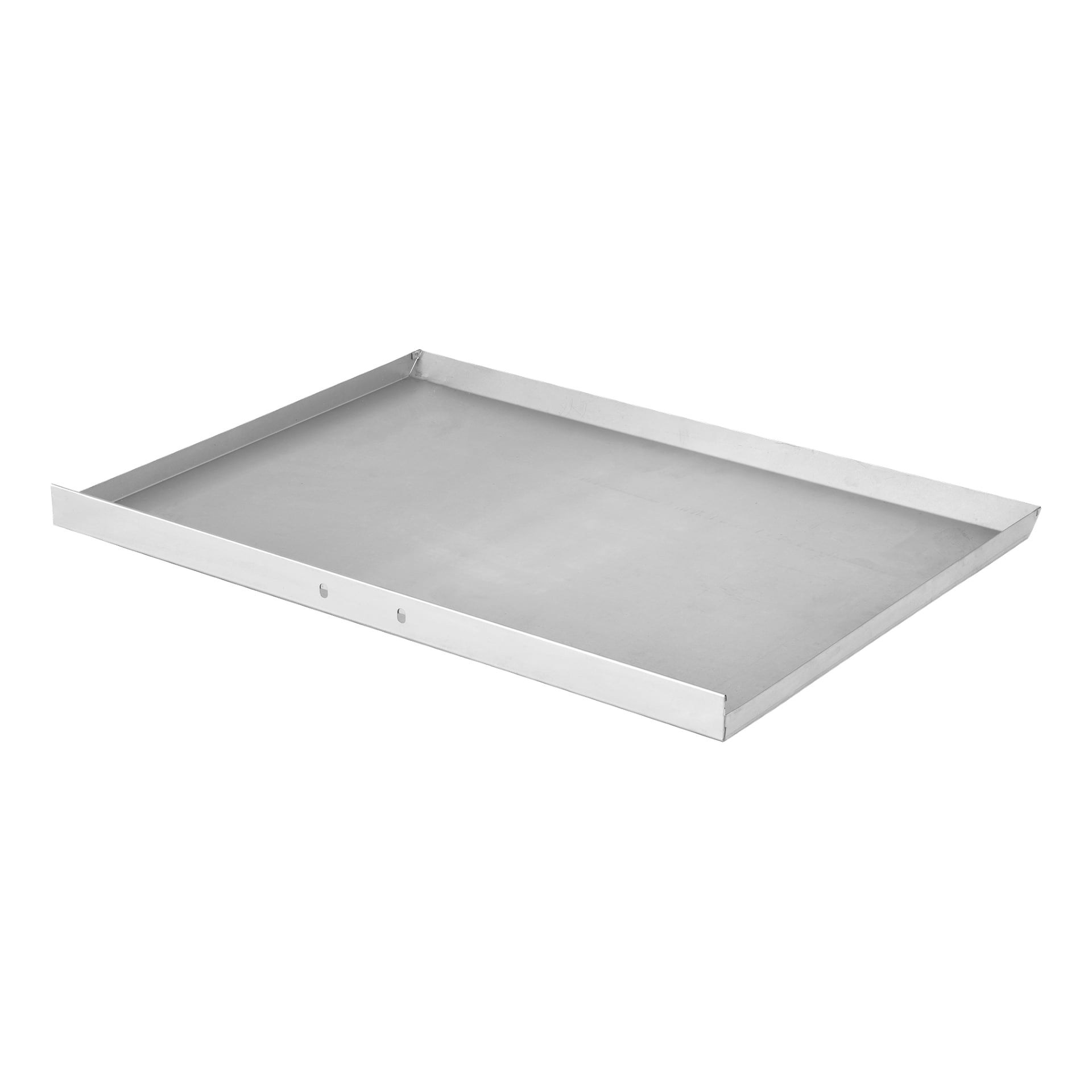 Ash Pan F. 010378/010389 är en rektangulär, platt metallpanna med upphöjda kanter på tre sidor och en rak kant.