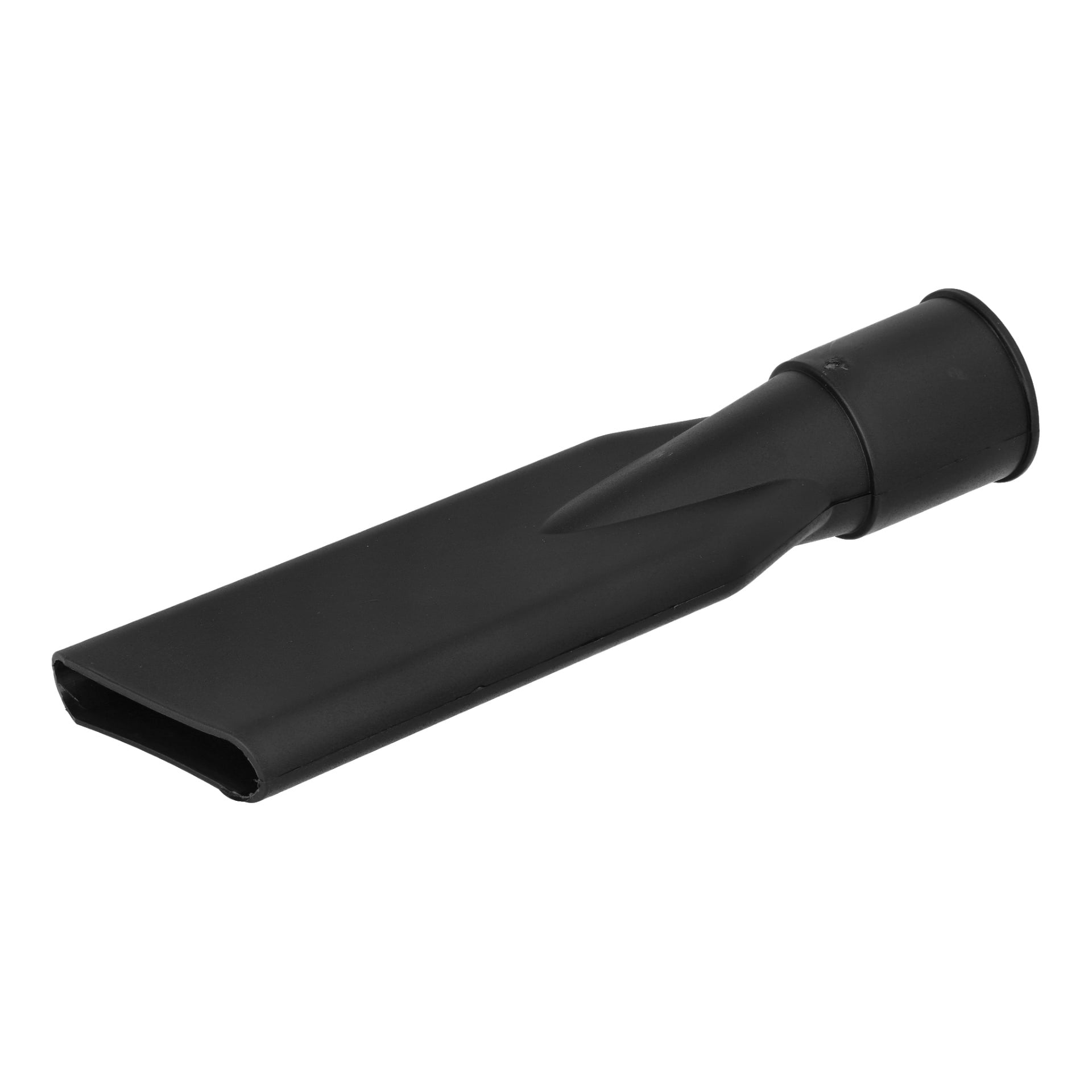 Skårmunstycke F. 014123 är ett smalt svart plastvakuumverktyg med en platt, smal spets och en rund koppling i ena änden.