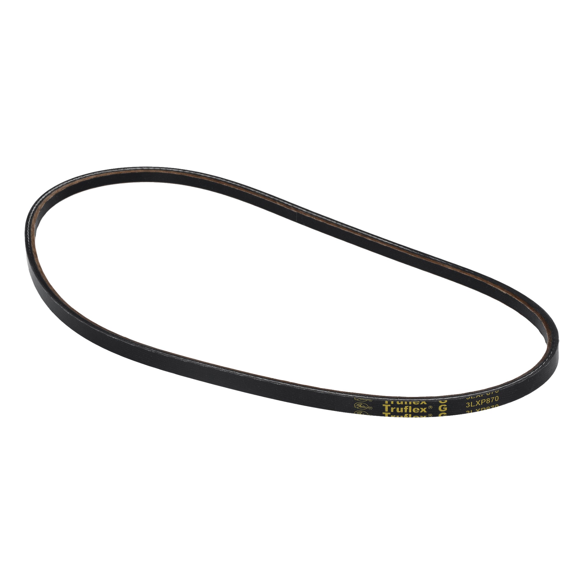 V-Belt Snowblower Stiga 016136 3LXP870 er svart, har gul tekst og er arrangert i en oval form.