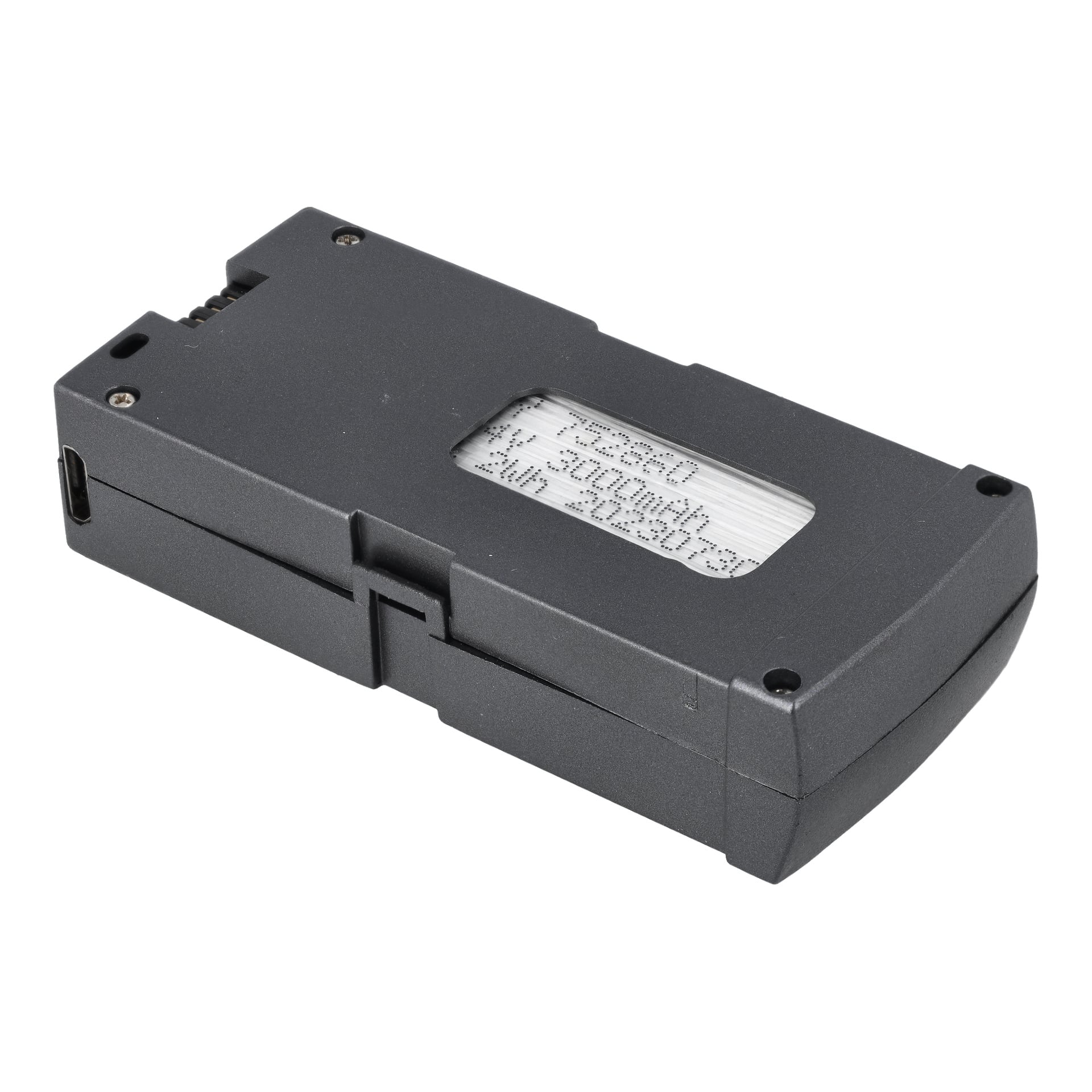 Battery Drone 4K 025962 är ett svart rektangulärt batteripaket med spännings-/kapacitetsdisplay, USB-port och metallterminaler.