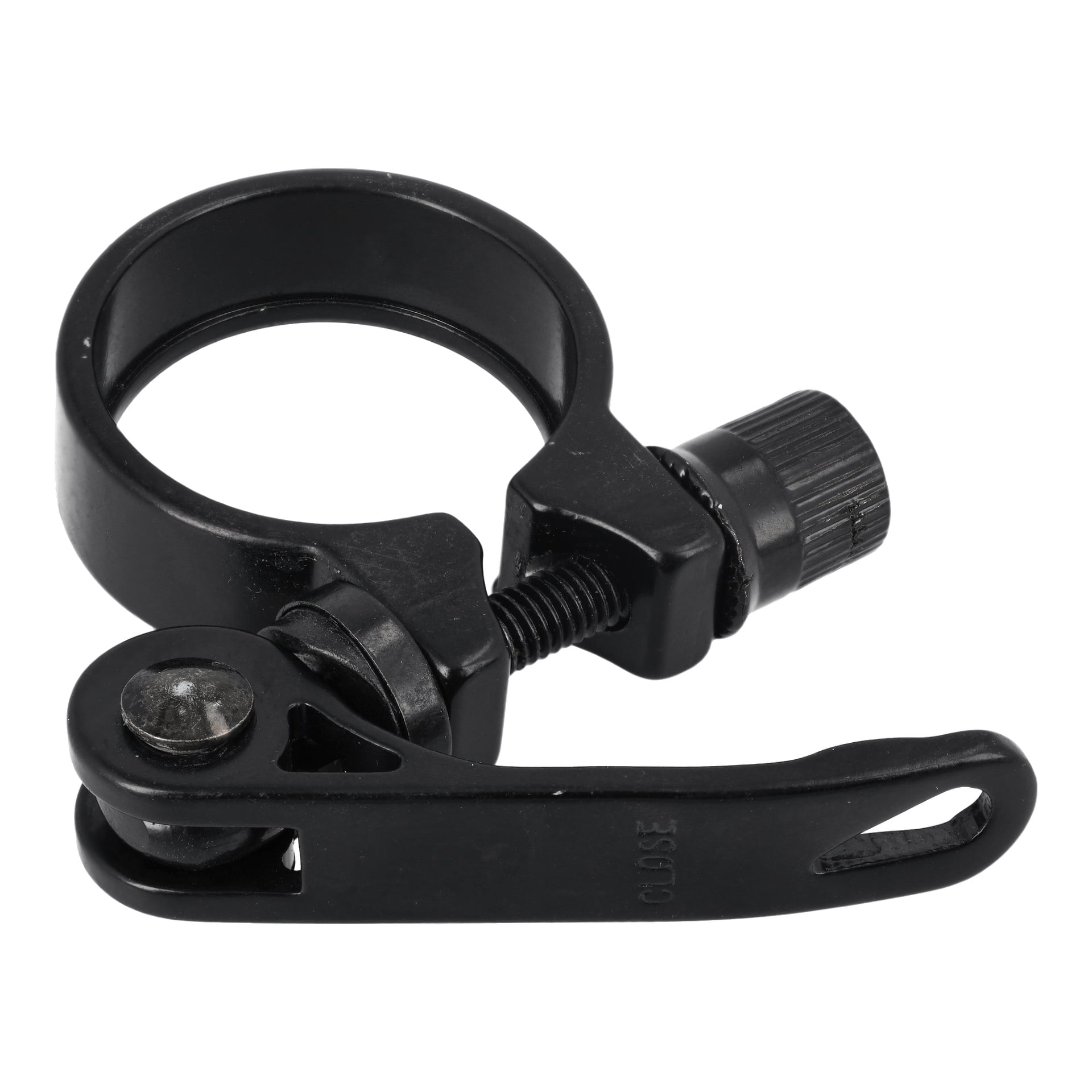 Saddle Clamp F. 024032 är en svart cykelsadelstolspämma med snabbutlösarspak och åtdragningsbult.