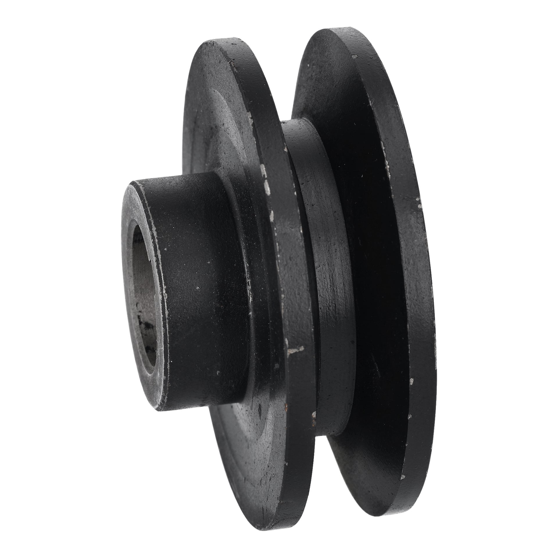 Belt Pulley 1-Track 003263/64 posiada czarną metalową karoserię z cylindryczną piastą i dwoma kołnierzami.